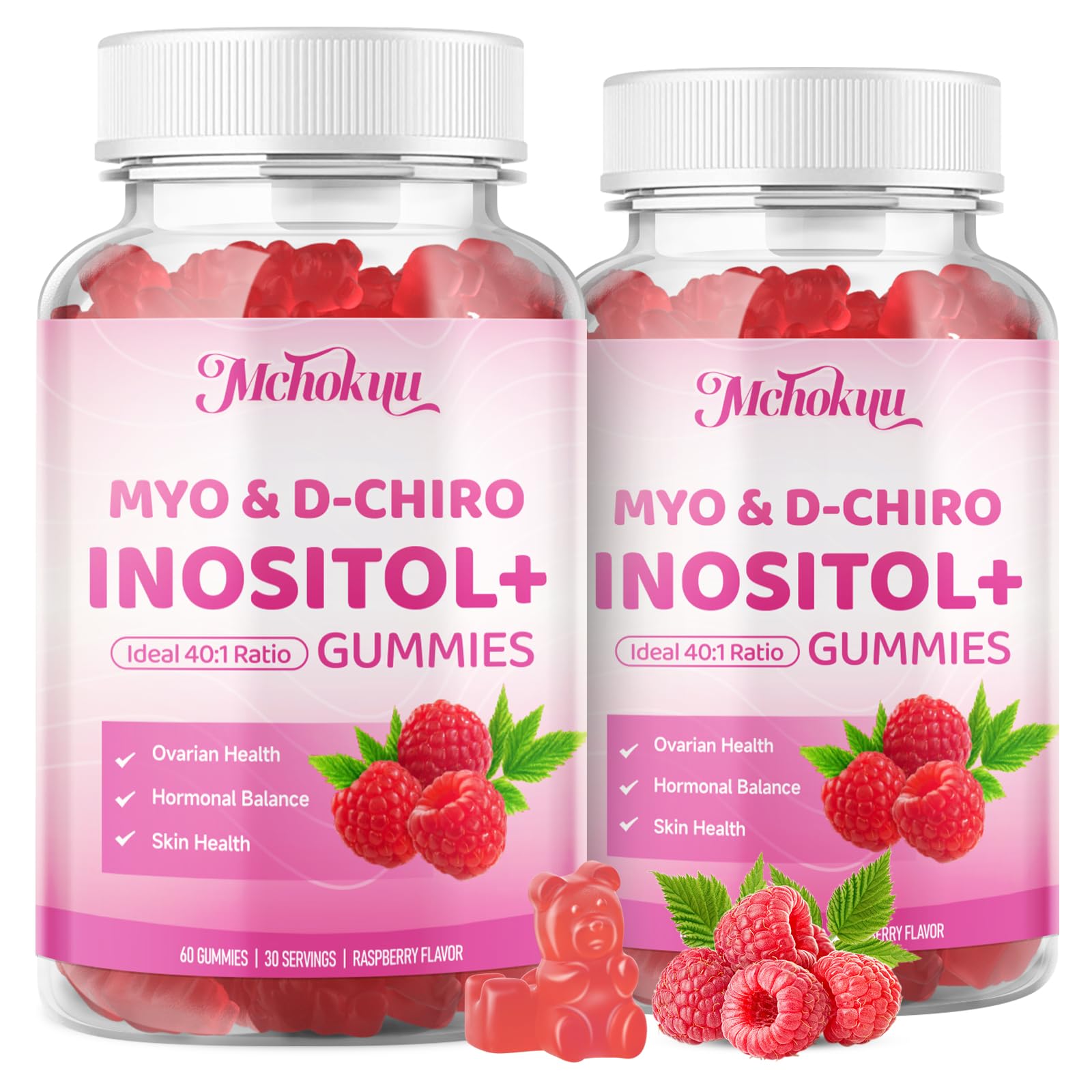 Mchokuu Myo-Inositol & D-Chiro Inositol Gummies, 40:1 Ratio, 120 Count