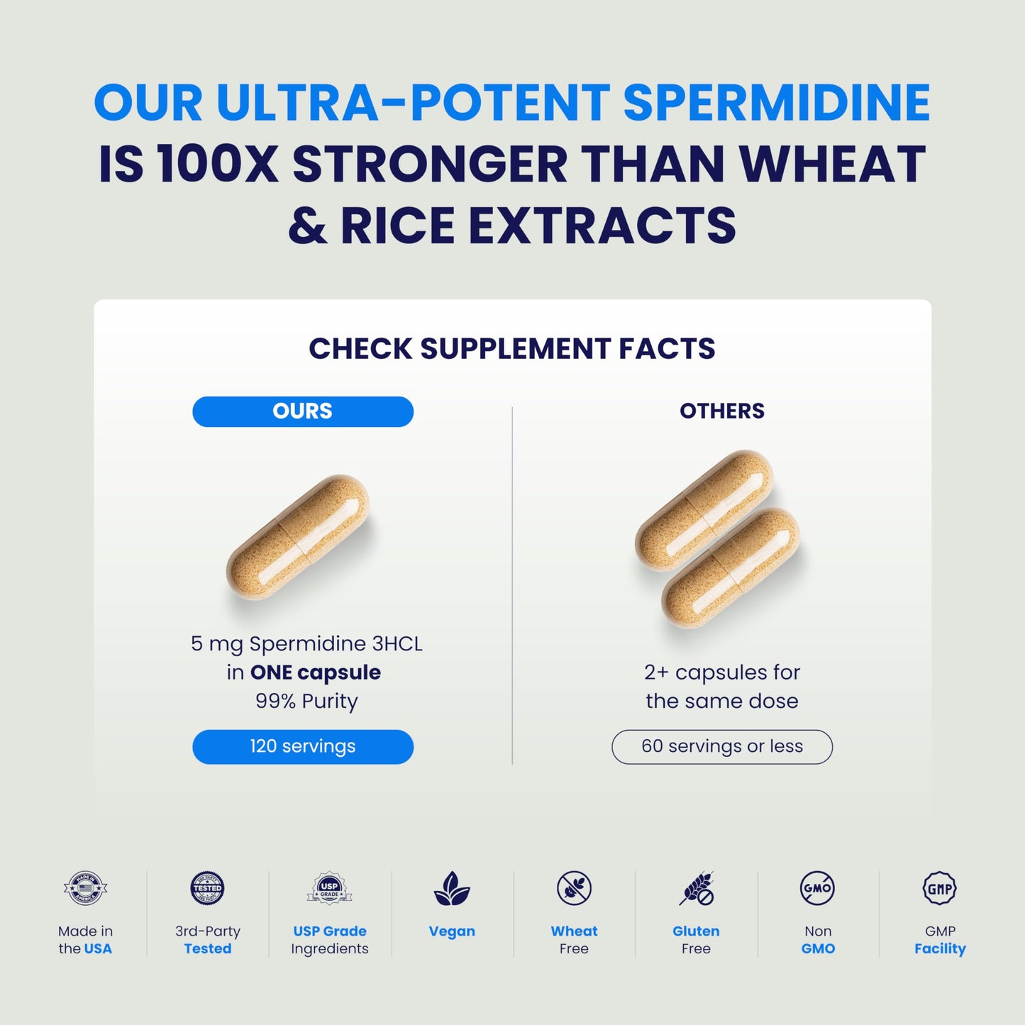 Chemist Labs Spermidine Capsules 5 mg Per Capsule, 120 Servings