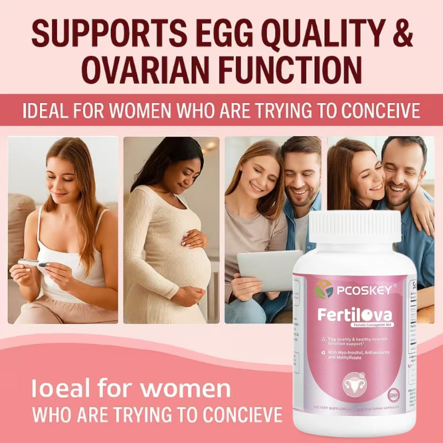 pcoskey Fertilova Women’s Reproductive Health Support Supplement – Myo-Inositol, Methylfolate, CoQ10 & Antioxidants – Cellular Health & Energy Support Capsule 120