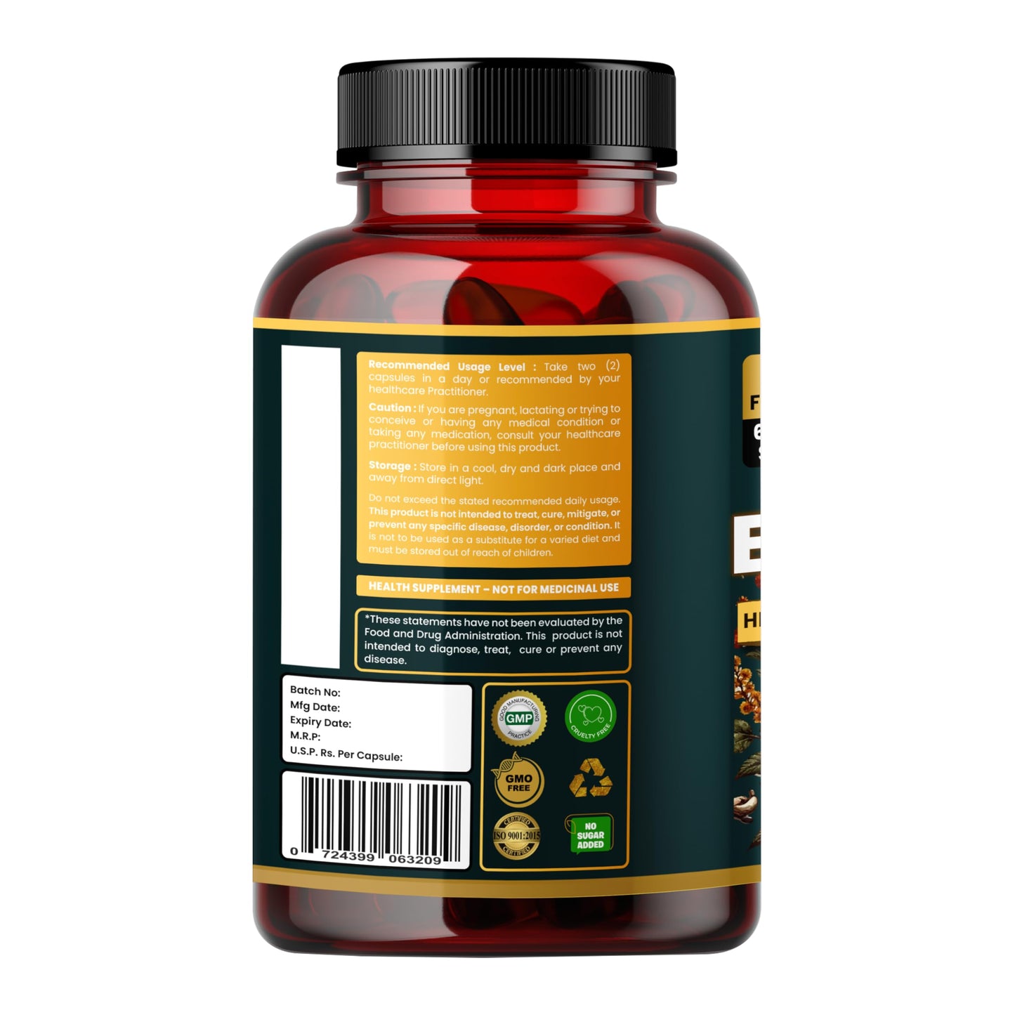 Humming Herbs Echinacea Complex with Tulsi (Holy Basil), Quercetin, Vitamin C & Zinc Capsule, 120 Count