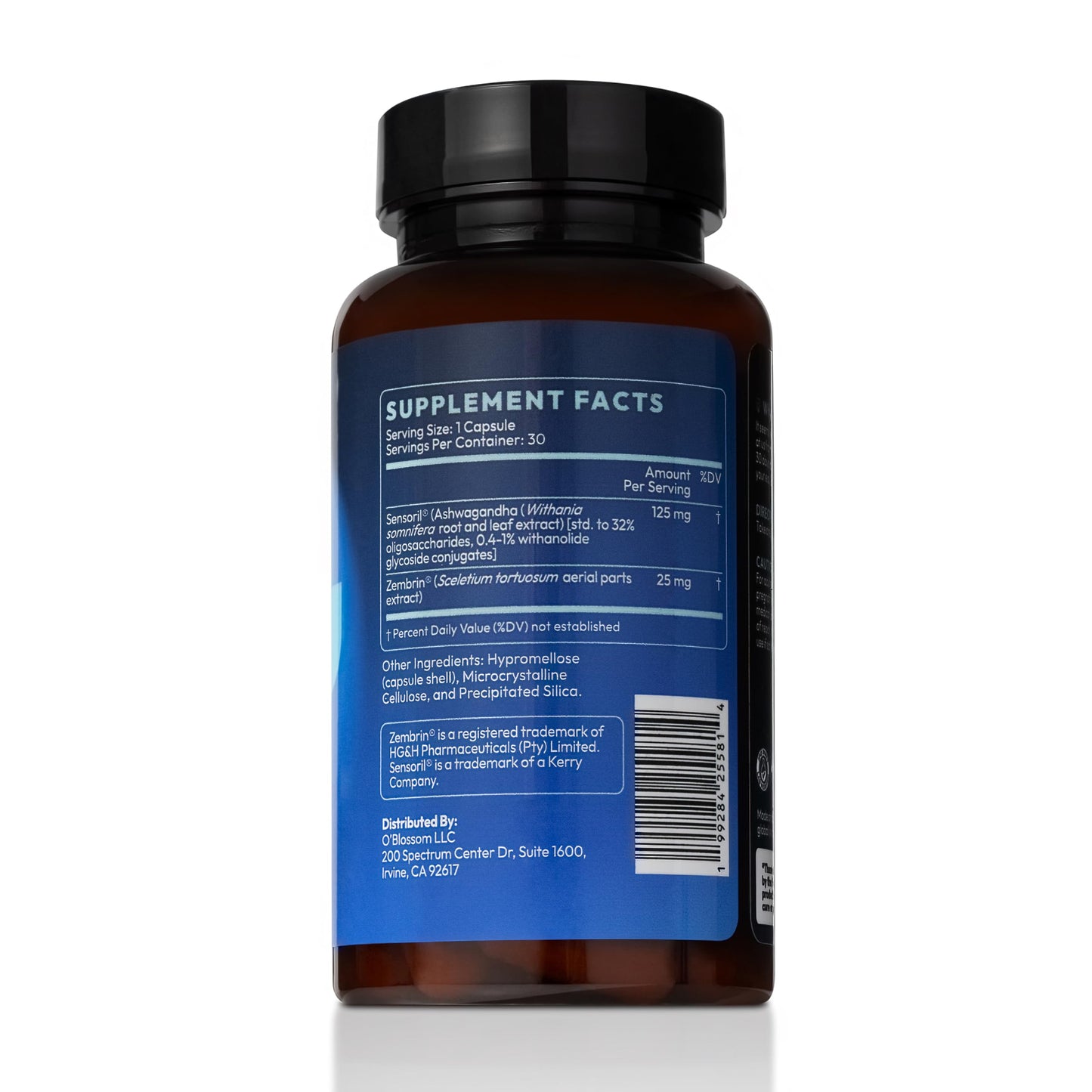 O'blossom Stress Release Ashwagandha Sensoril Zembrin 30 Capsules