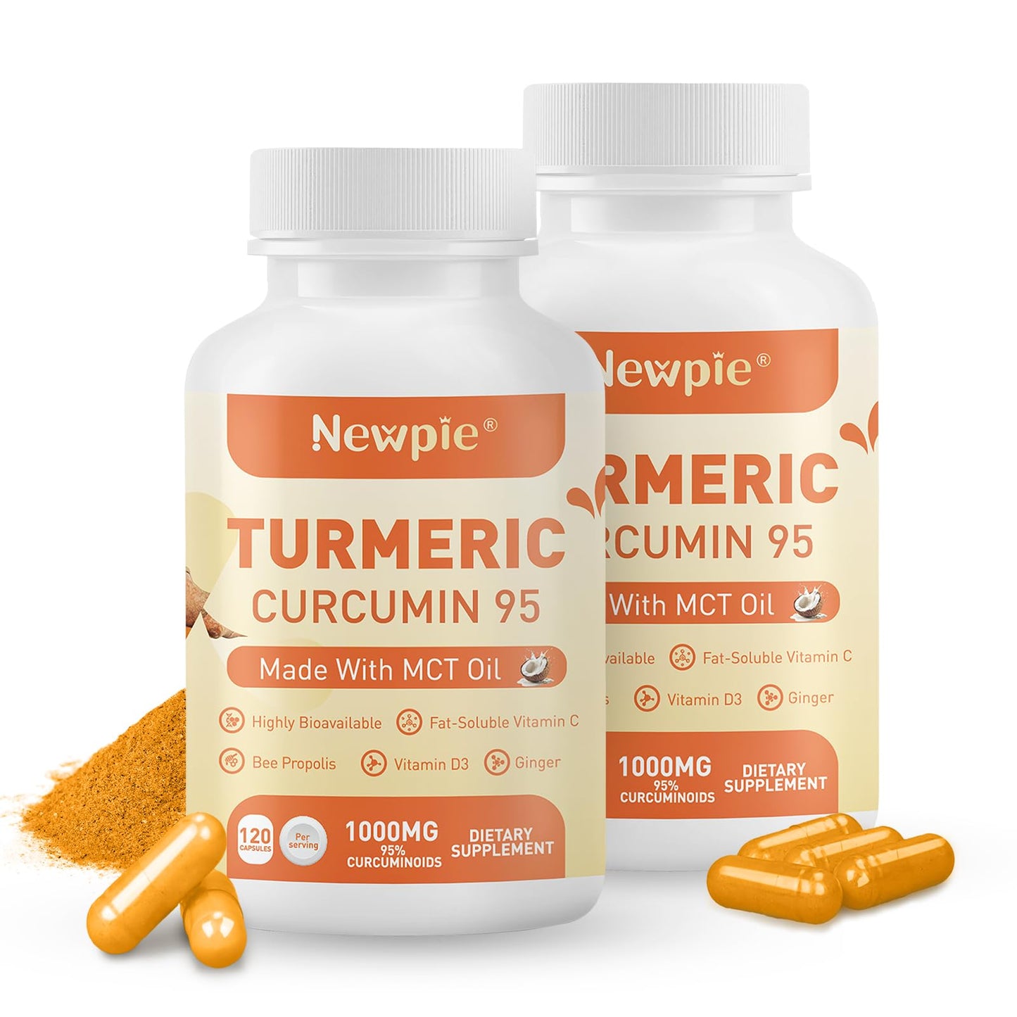 Newpie Turmeric Curcumin Supplement with MCT Oil Capsule, 120 Count