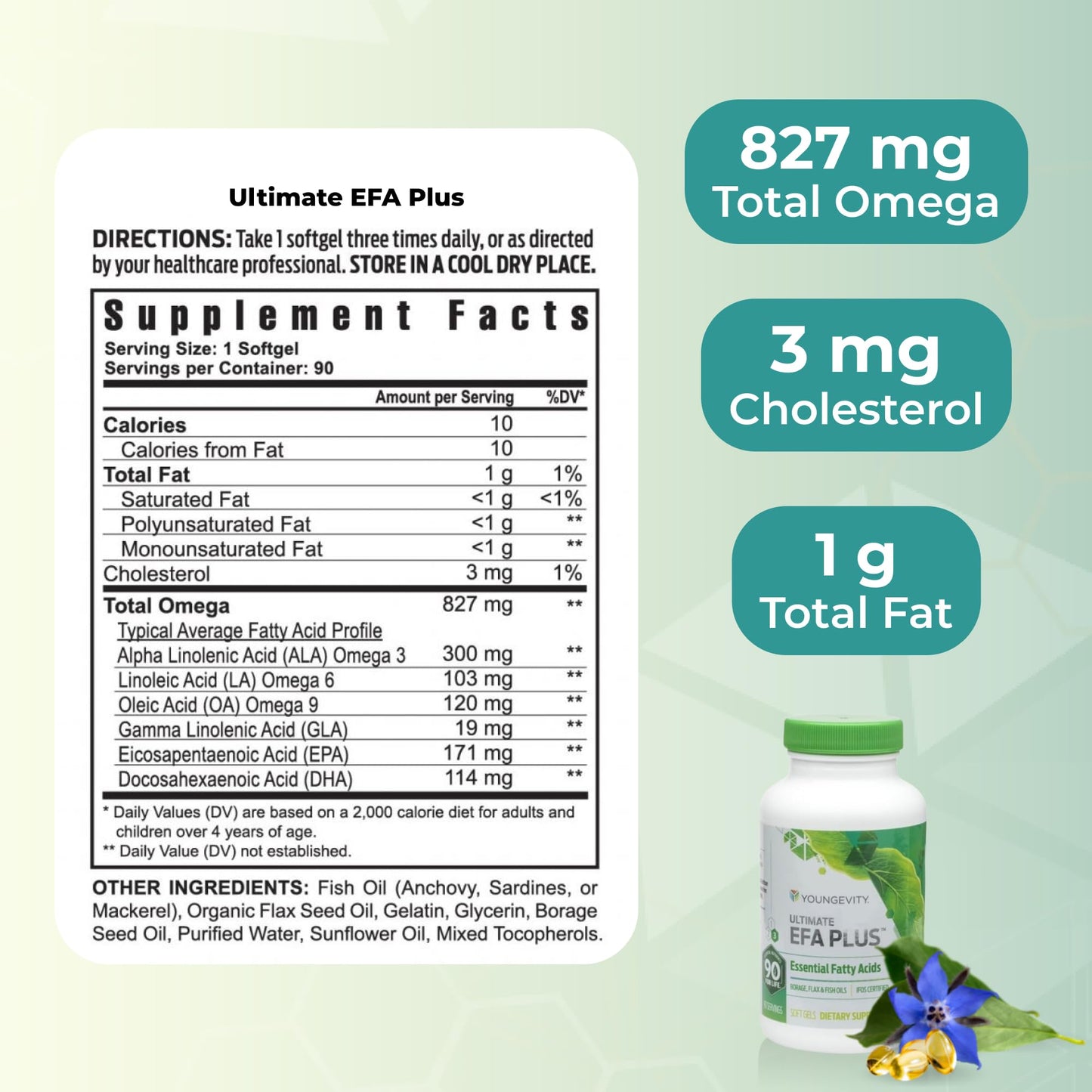 Youngevity Ultimate EFA Plus Essential Fatty Acids Capsules, 90 Count