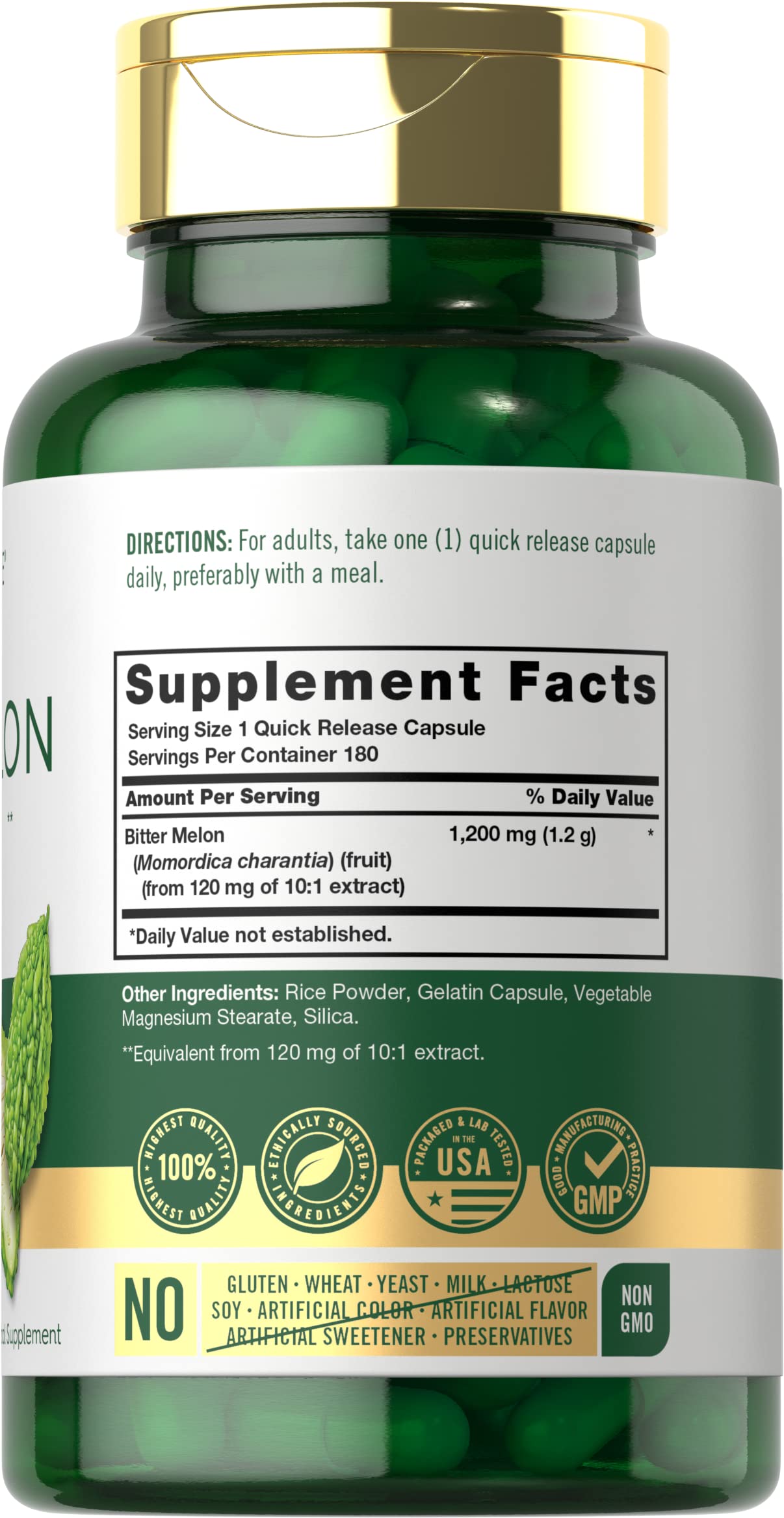 Carlyle Bitter Melon Extract Supplement Capsule, 180 Capsules