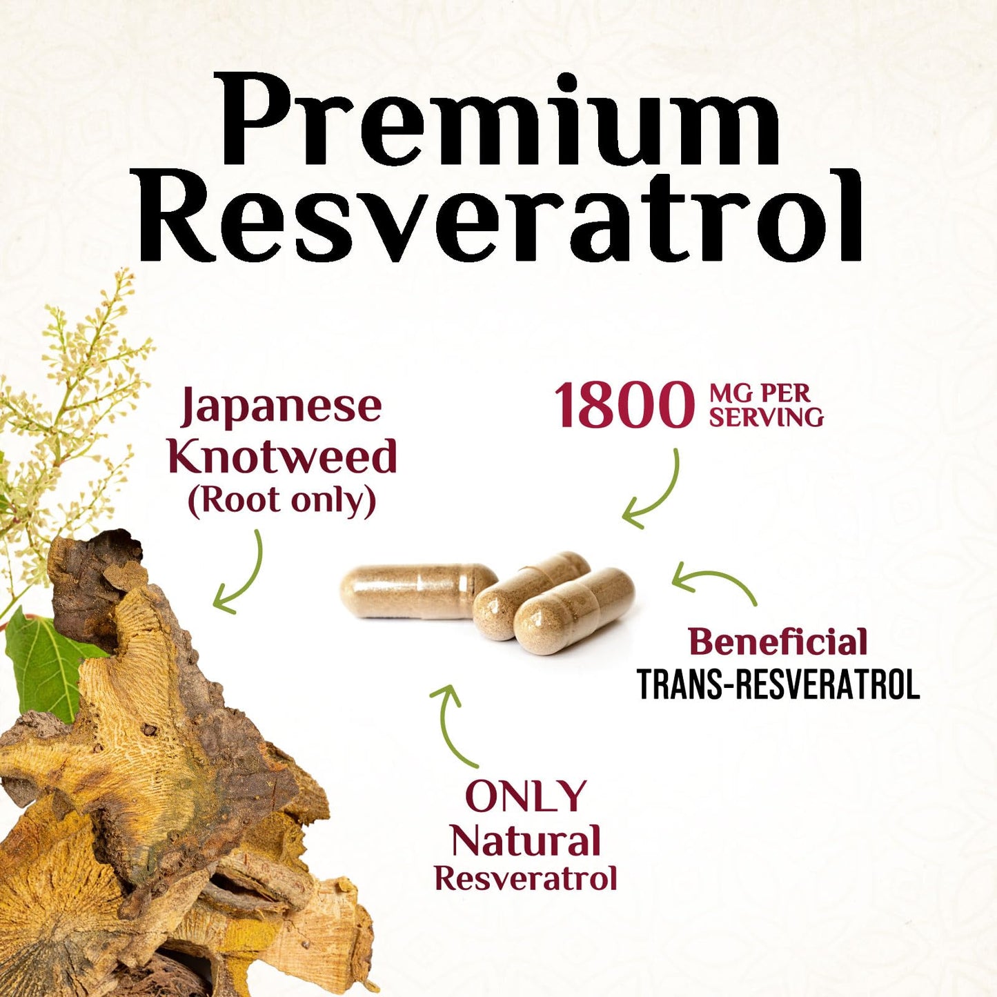 Nature's Nutrition Resveratrol Supplement - 1800mg Per Serving Extra Strength Resveratrol Blend Capsule, 60 Capsules