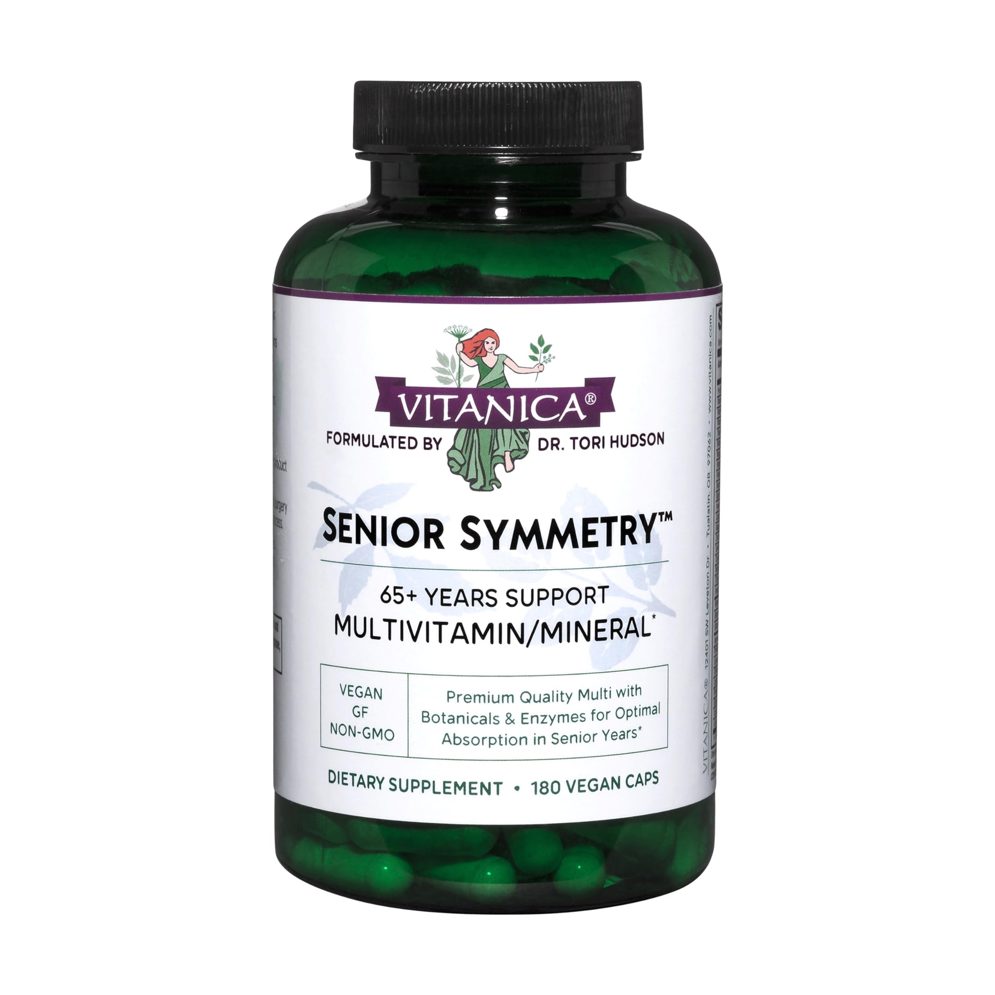 Vitanica Senior Symmetry 65 Years and Up Multivitamins and Minerals, Vegan, 180 Capsules