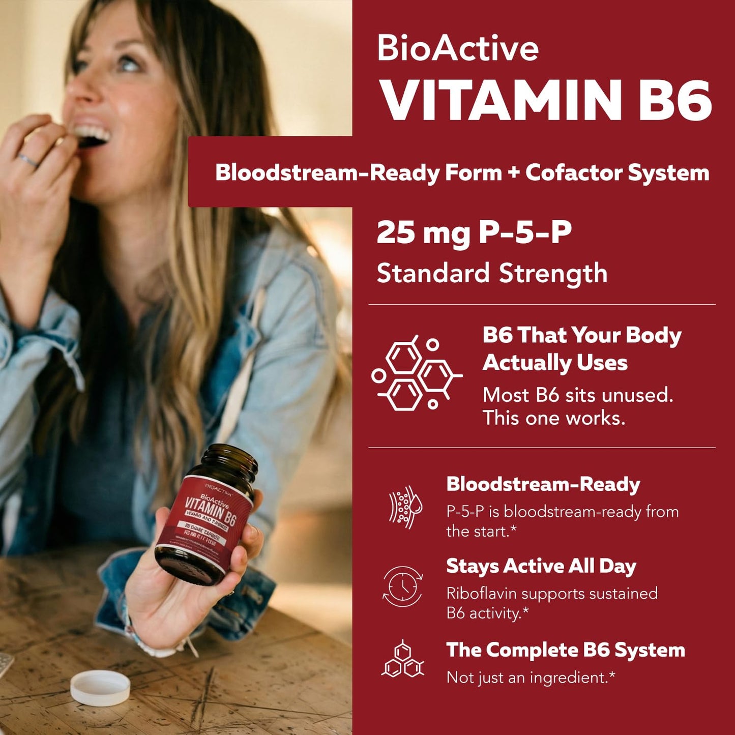 Triquetra Health BioActive Vitamin B6 25mg P-5-P Capsules, 60 Count