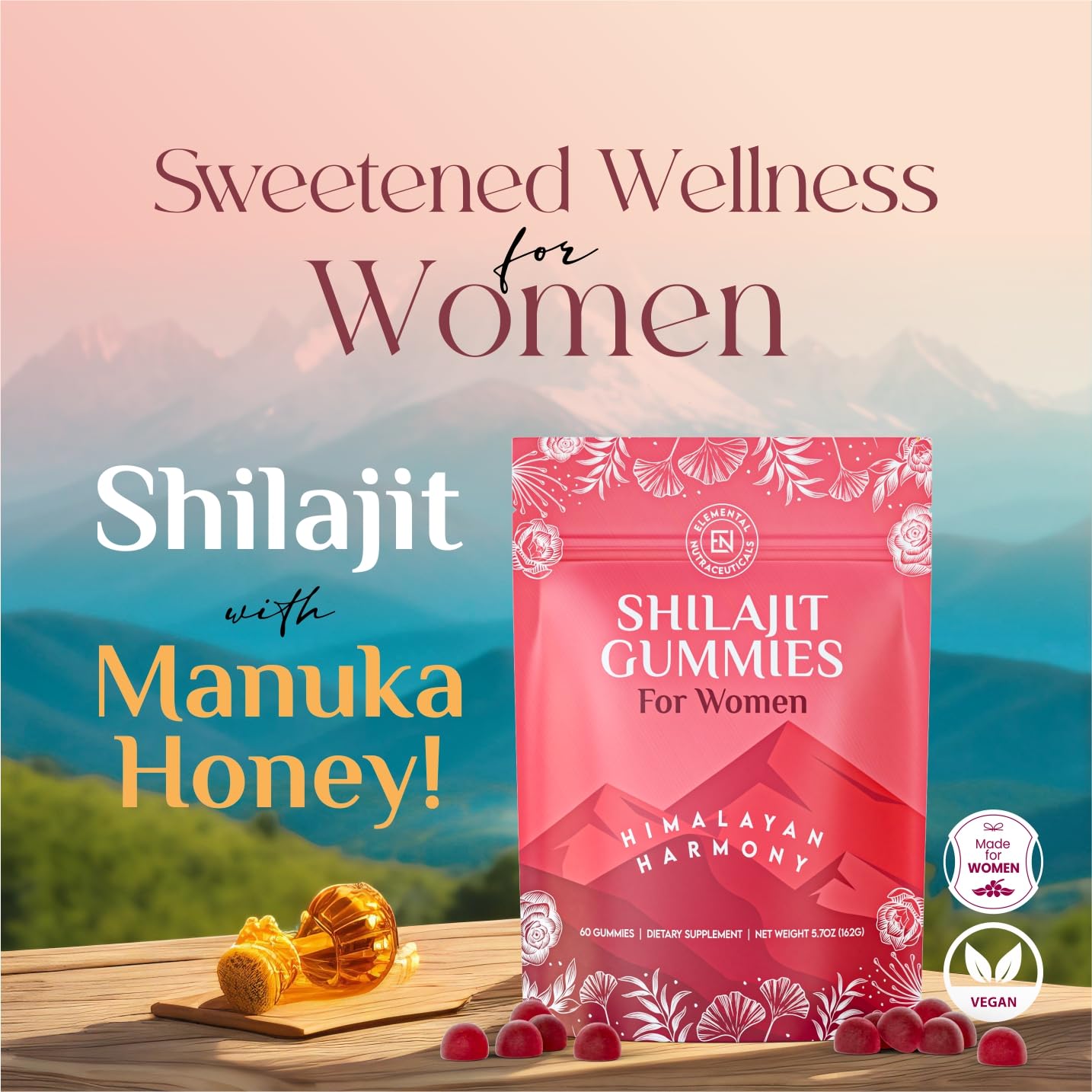 Elemental Nutraceuticals Shilajit Gummies Gummy, 60 Count