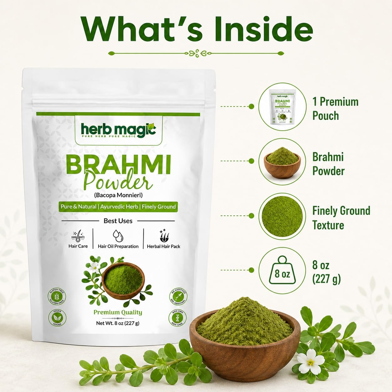 Herb Magic Brahmi Powder 8 oz (227 g)