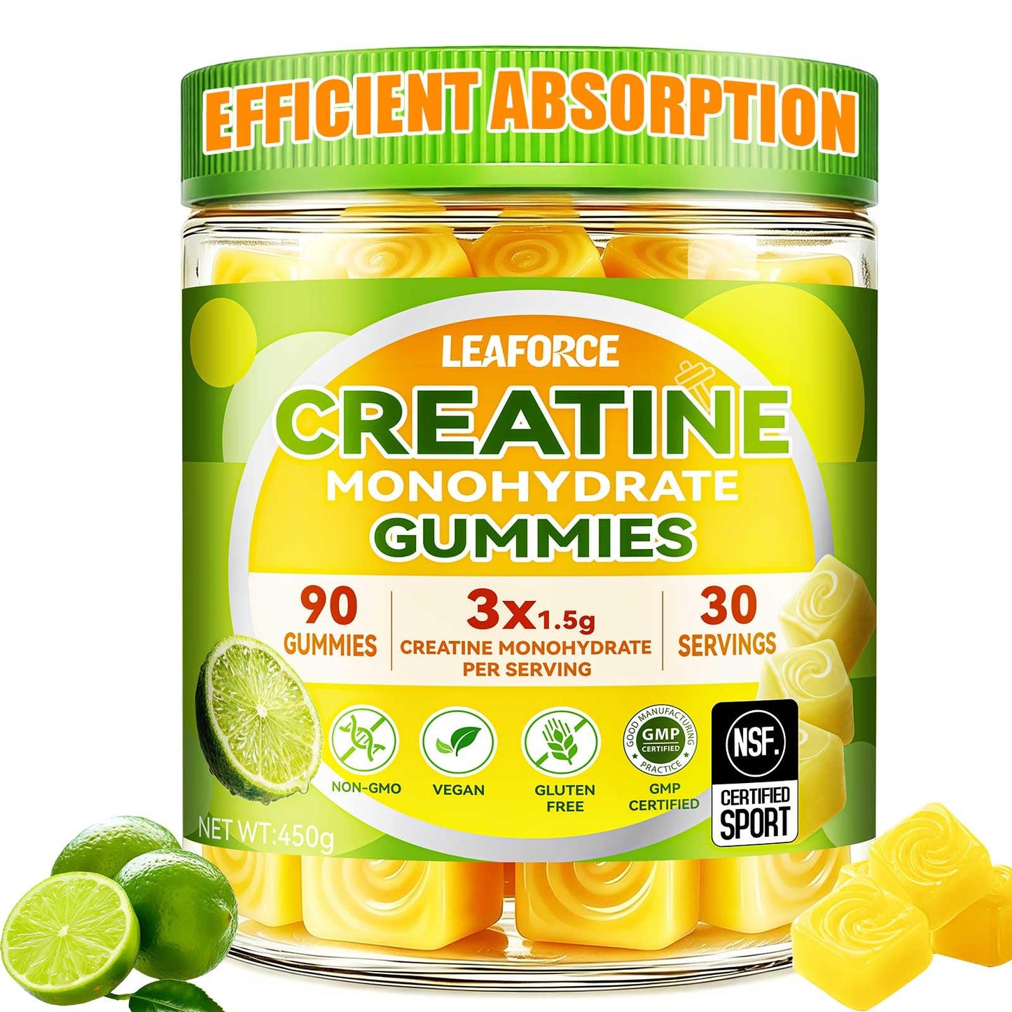 LEAFORCE Creatine Monohydrate Gummies, 90 Gummies