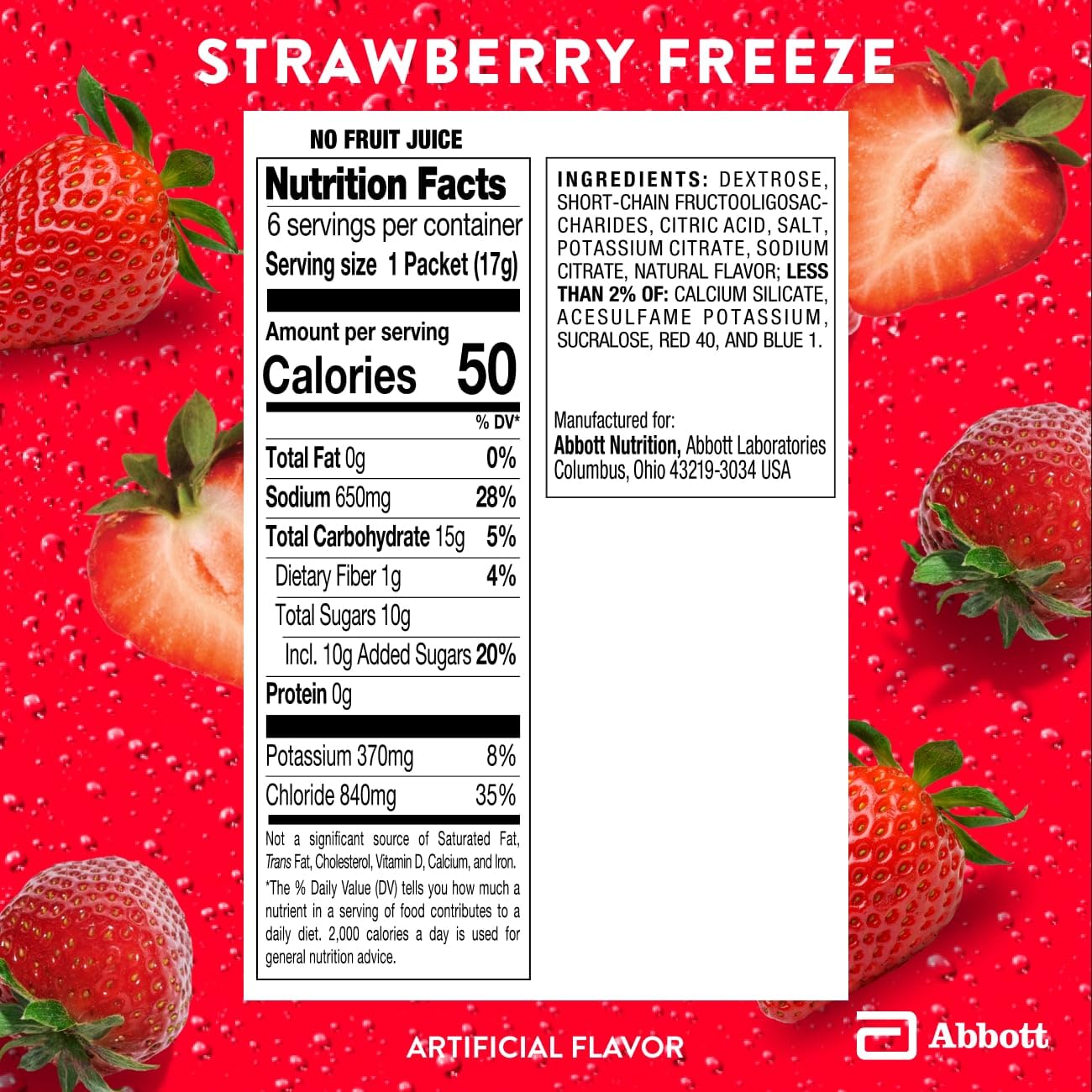 Pedialyte AdvancedCare Plus Electrolyte Powder Strawberry Freeze 6 Count
