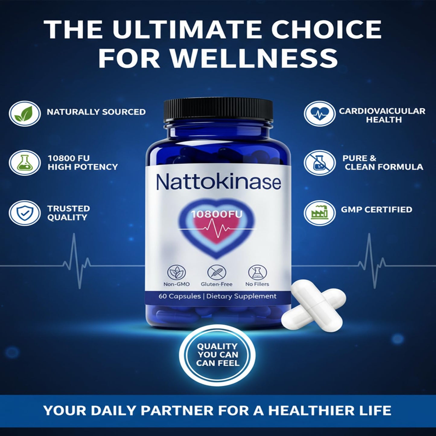 Clavya Ultimate Nattokinase 10800 FU Capsule, 60 Count