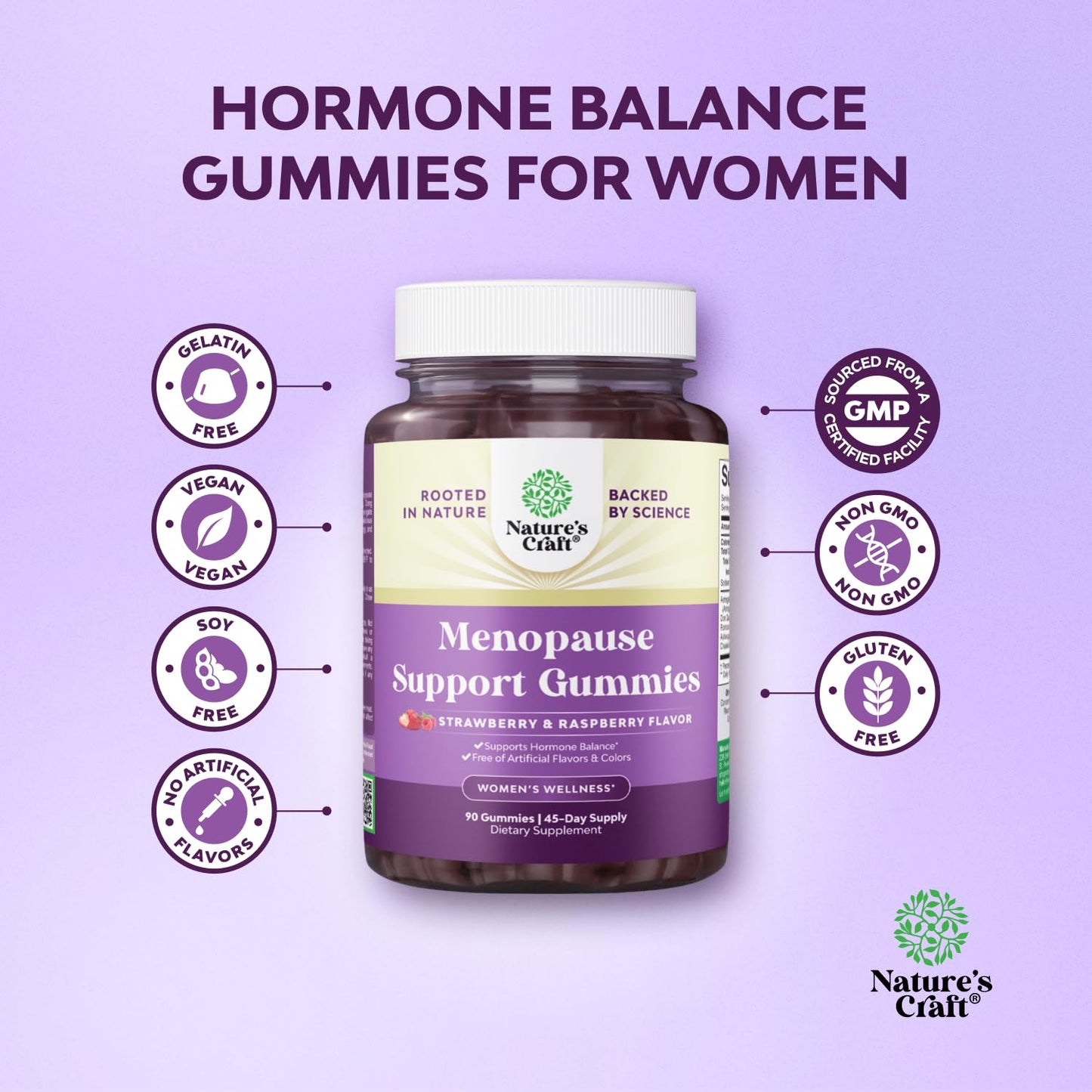 Natures Craft Menopause Gummies with Dong Quai & Ashwagandha, 90 Count