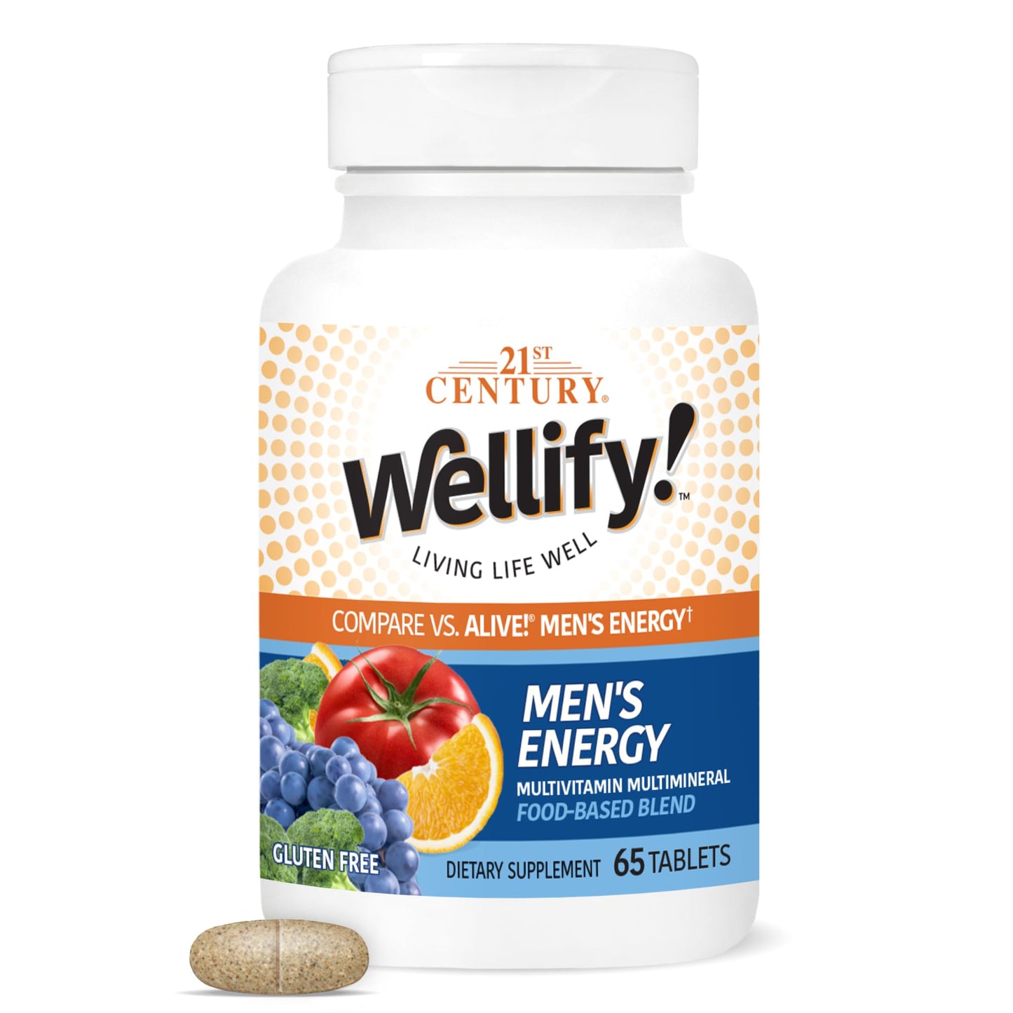 21st Century Wellify Men's Energy Multivitamins with Minerals Tablets, 65 Count