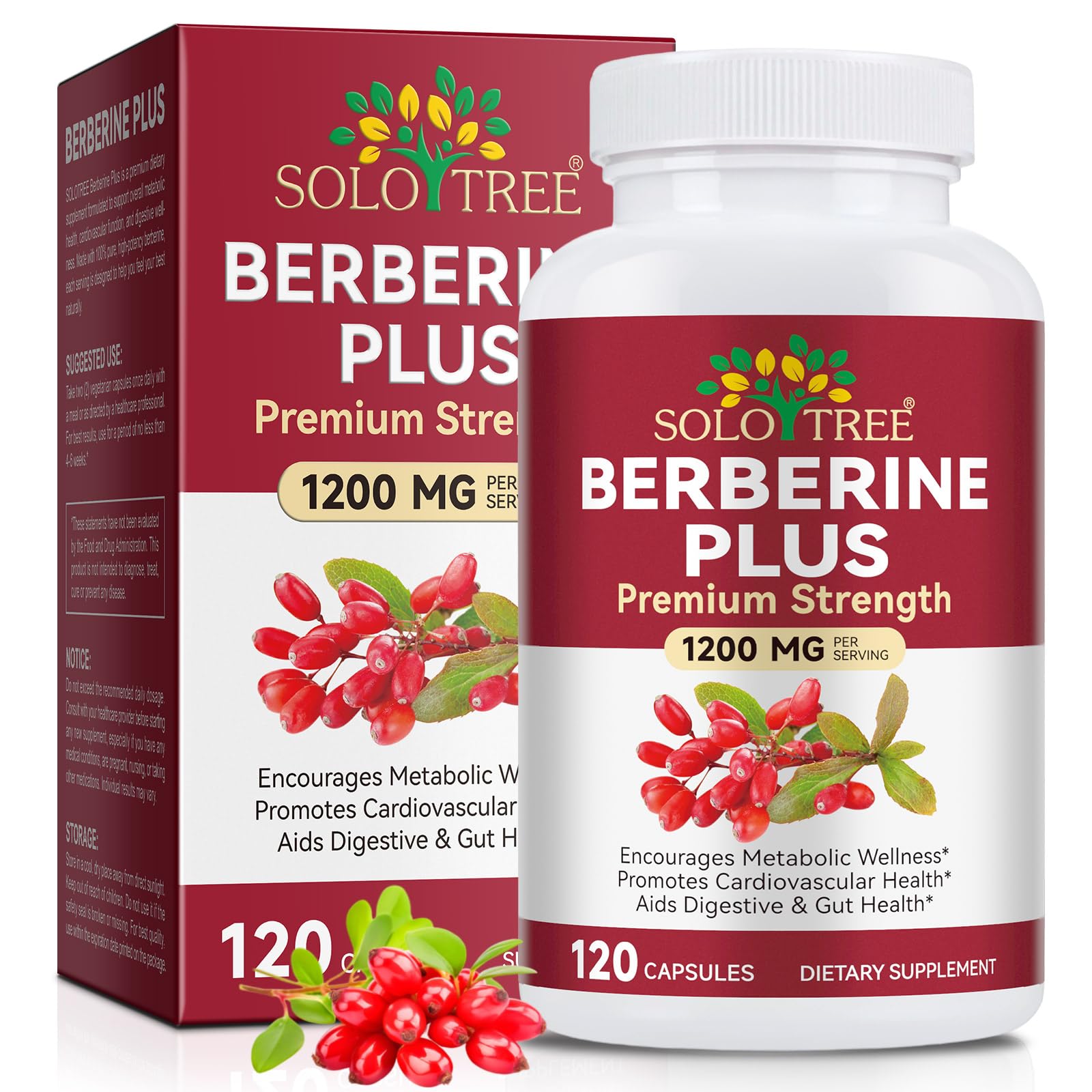 shwdppmy Berberine HCI 1200 mg with Royal Jelly Berberine Supplement Capsules 120