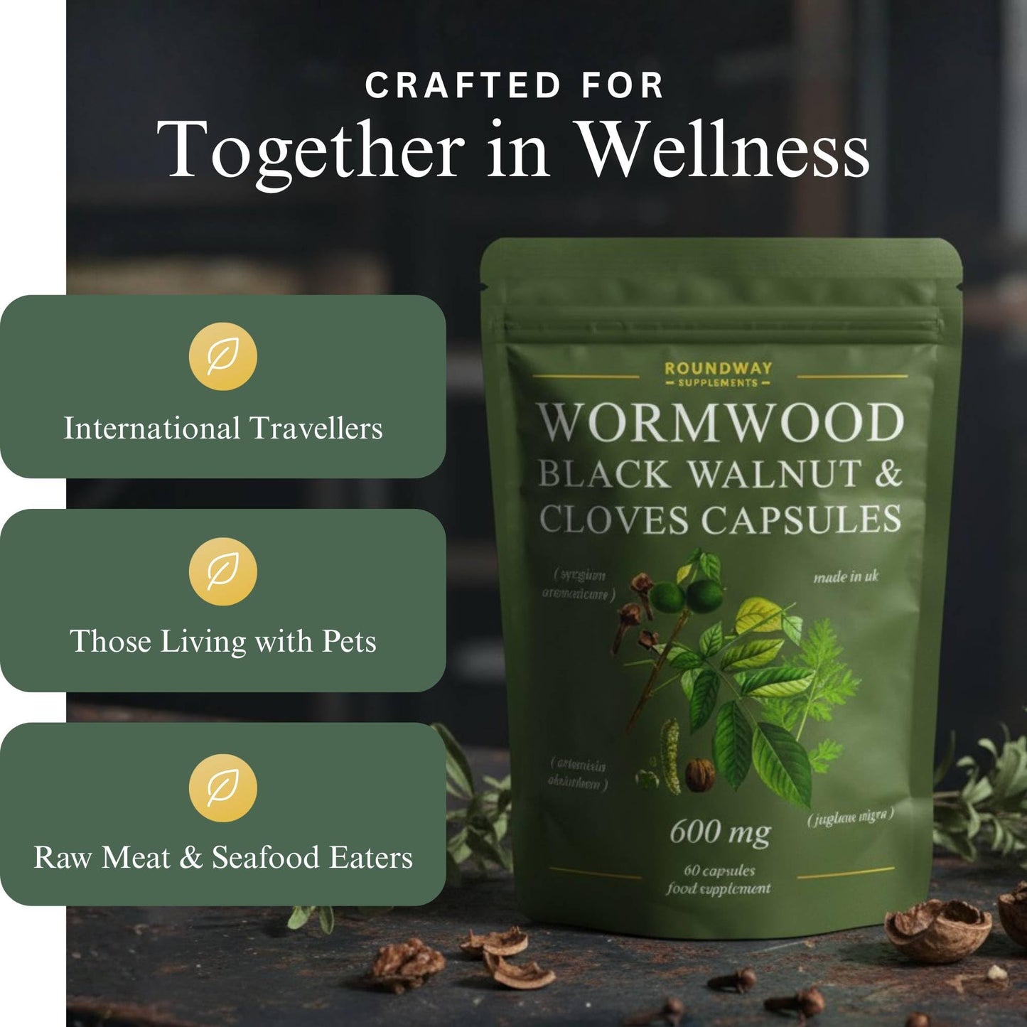 Roundway Supplements Wormwood Black Walnut Hull and Clove Capsules 60 Capsules