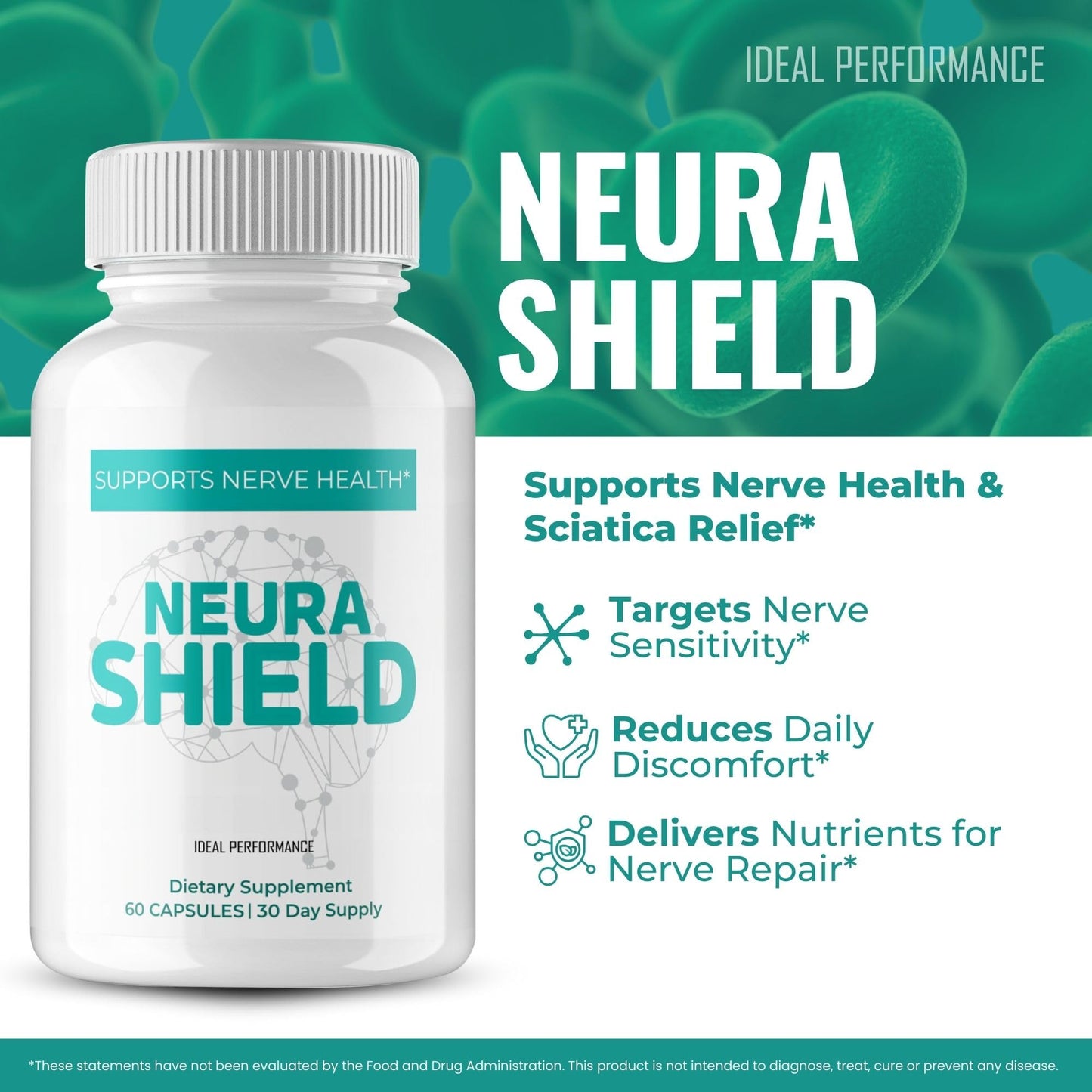 IDEAL PERFORMANCE Neura Shield Neuropathy Supplements Capsules 60 Count