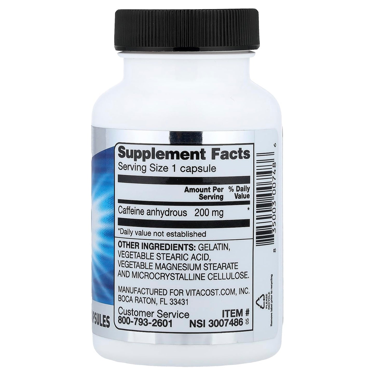 Vitacost Caffeine 200 mg Capsule, 240 Capsules