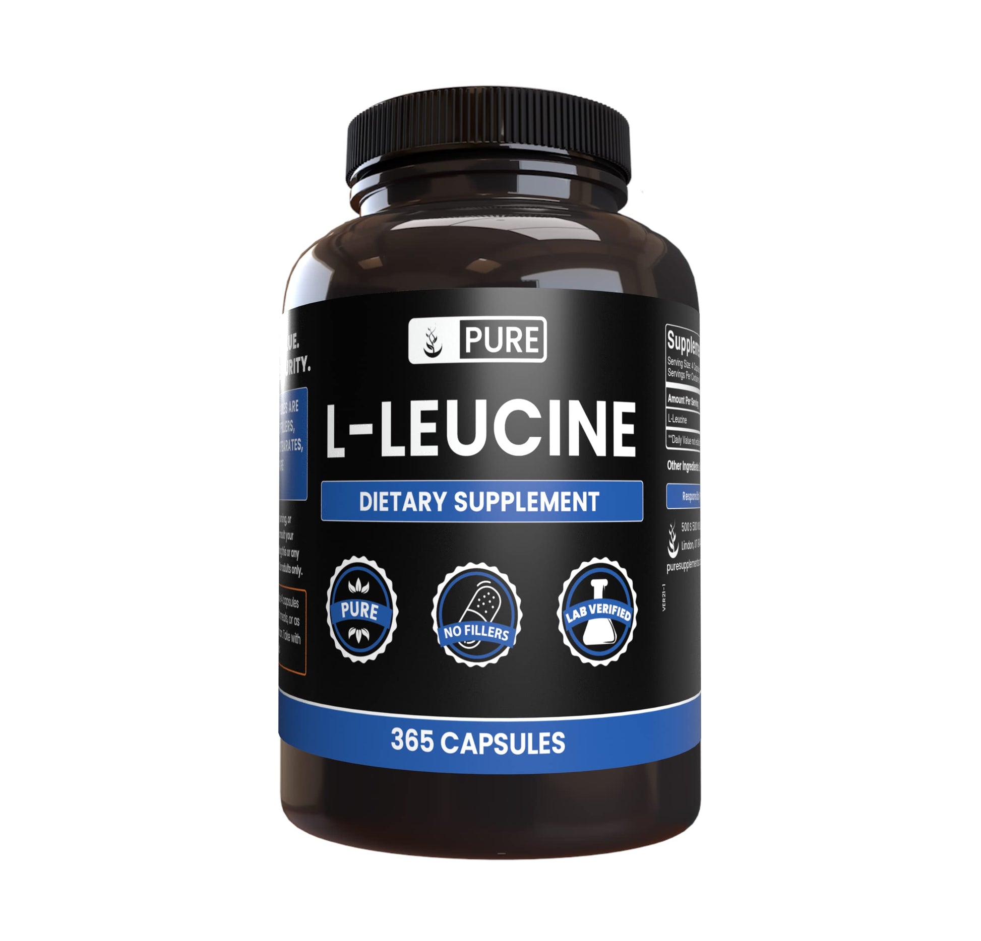 Pure Original Ingredients L-Leucine Capsule 365