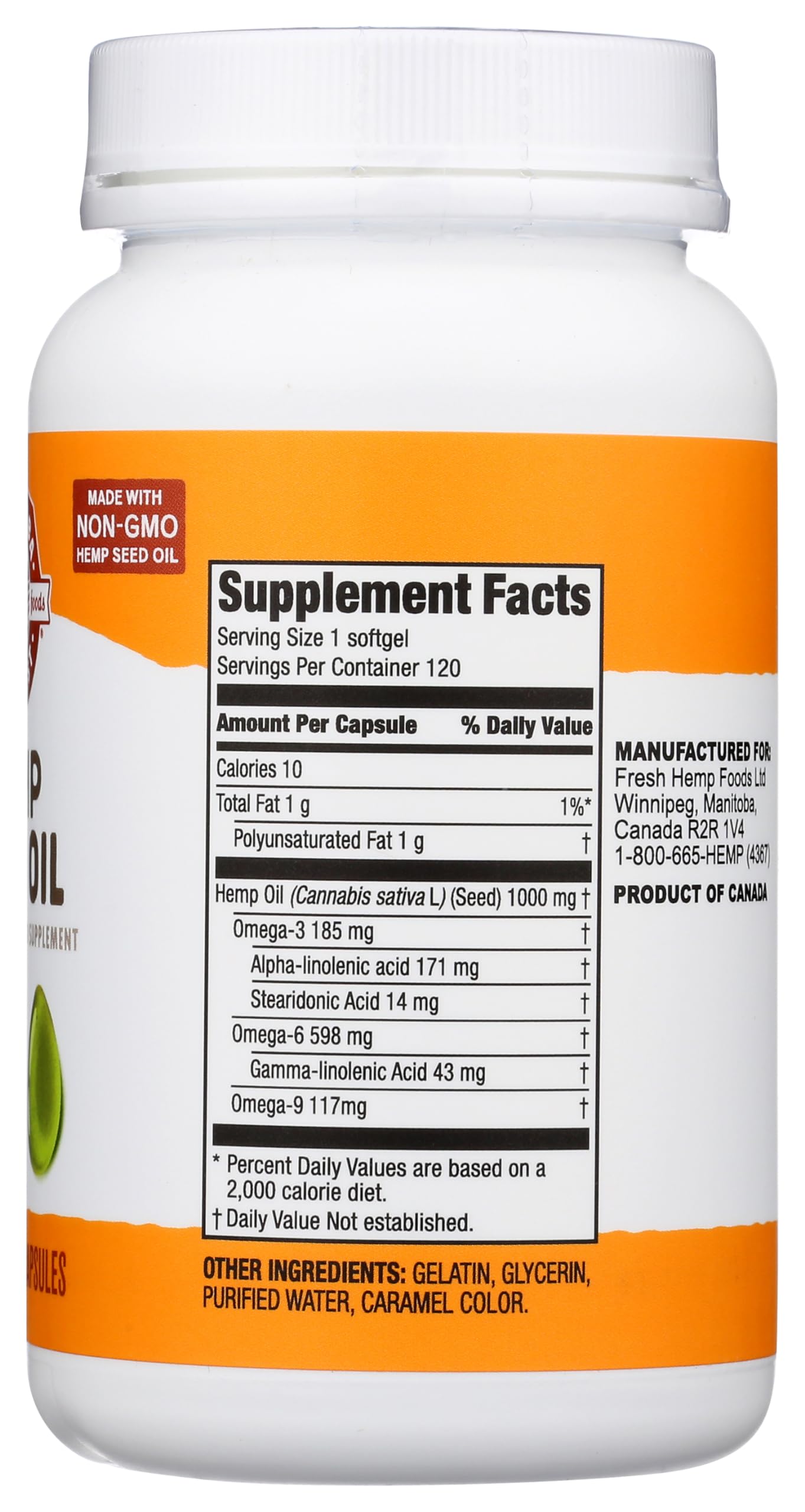 Manitoba Harvest Hemp Seed Oil Softgels 120 Count