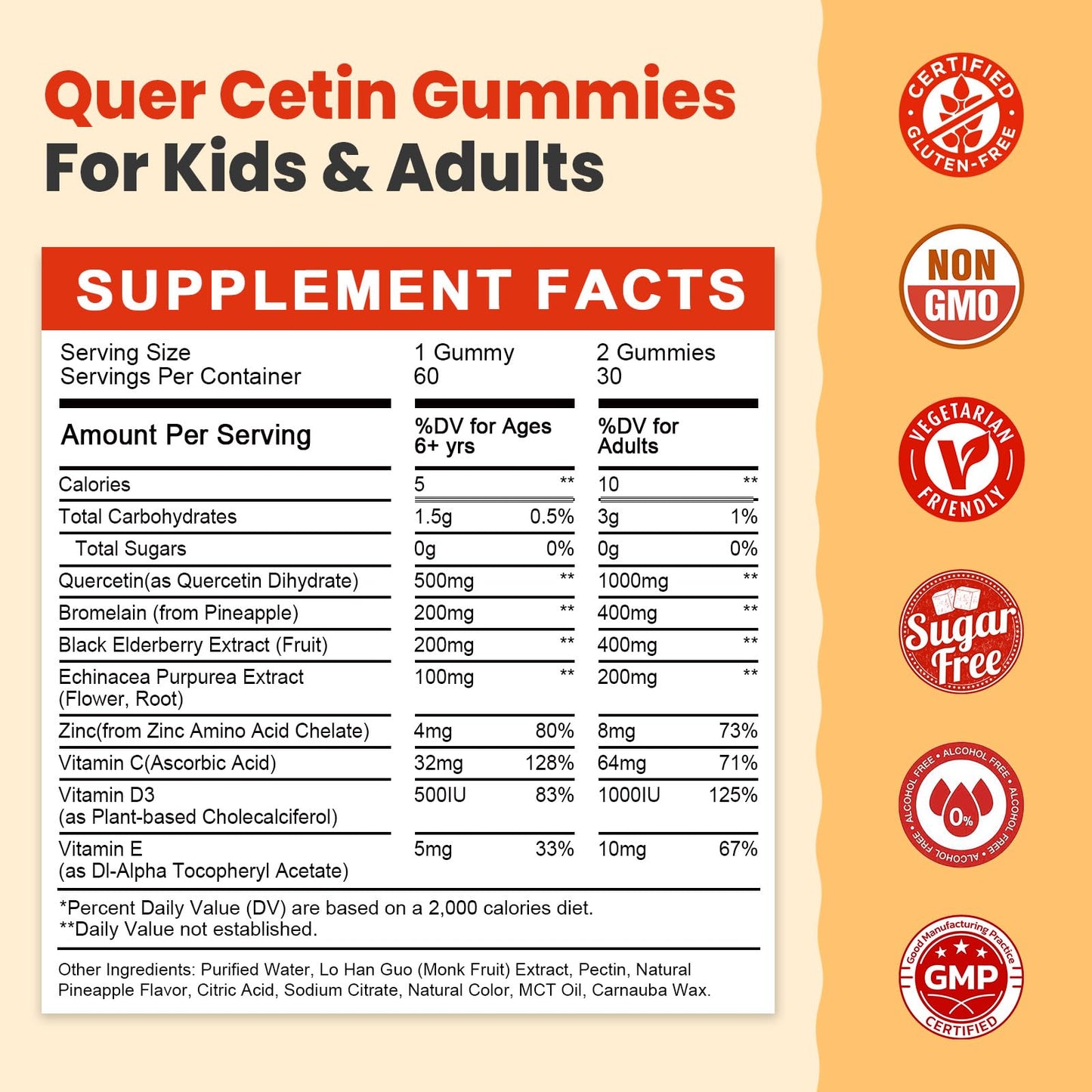 JIANKYTZ Quercetin with Bromelain Gummies 120 Count