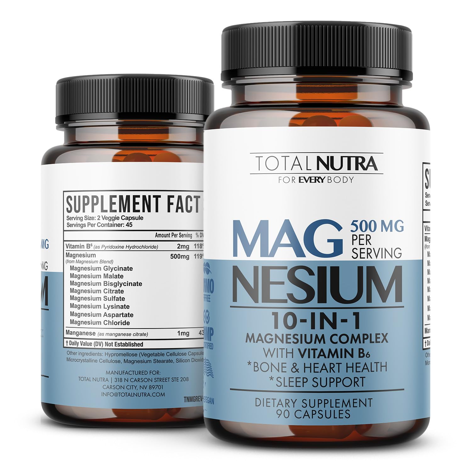 Total Nutra 10-in-1 Magnesium Supplement 500 mg Capsule 90 Count