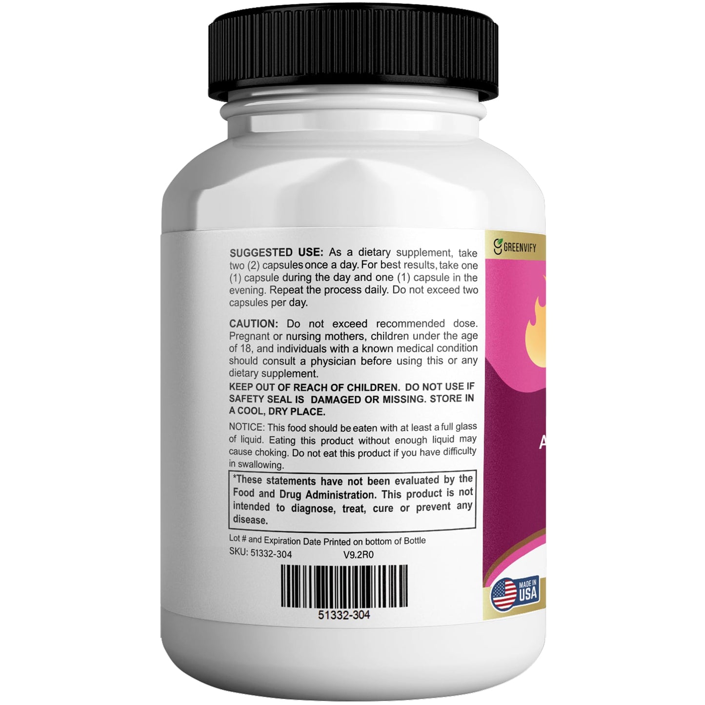 GREENVIFY Burn Blend Max Premium Thermogenic Energy and Fat Oxidation Formula, 60 Capsules