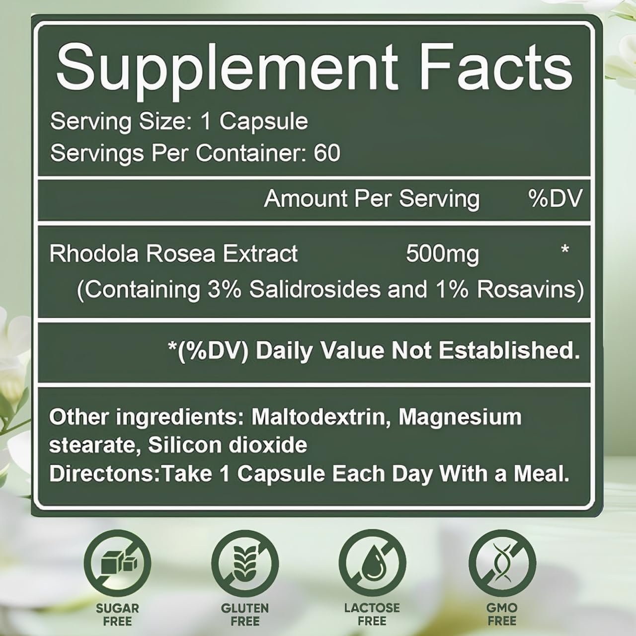 Raipult Floraviva Rhodiola Rosea Capsule, 500mg Rhodiola Rosea Extract, 60 Capsules