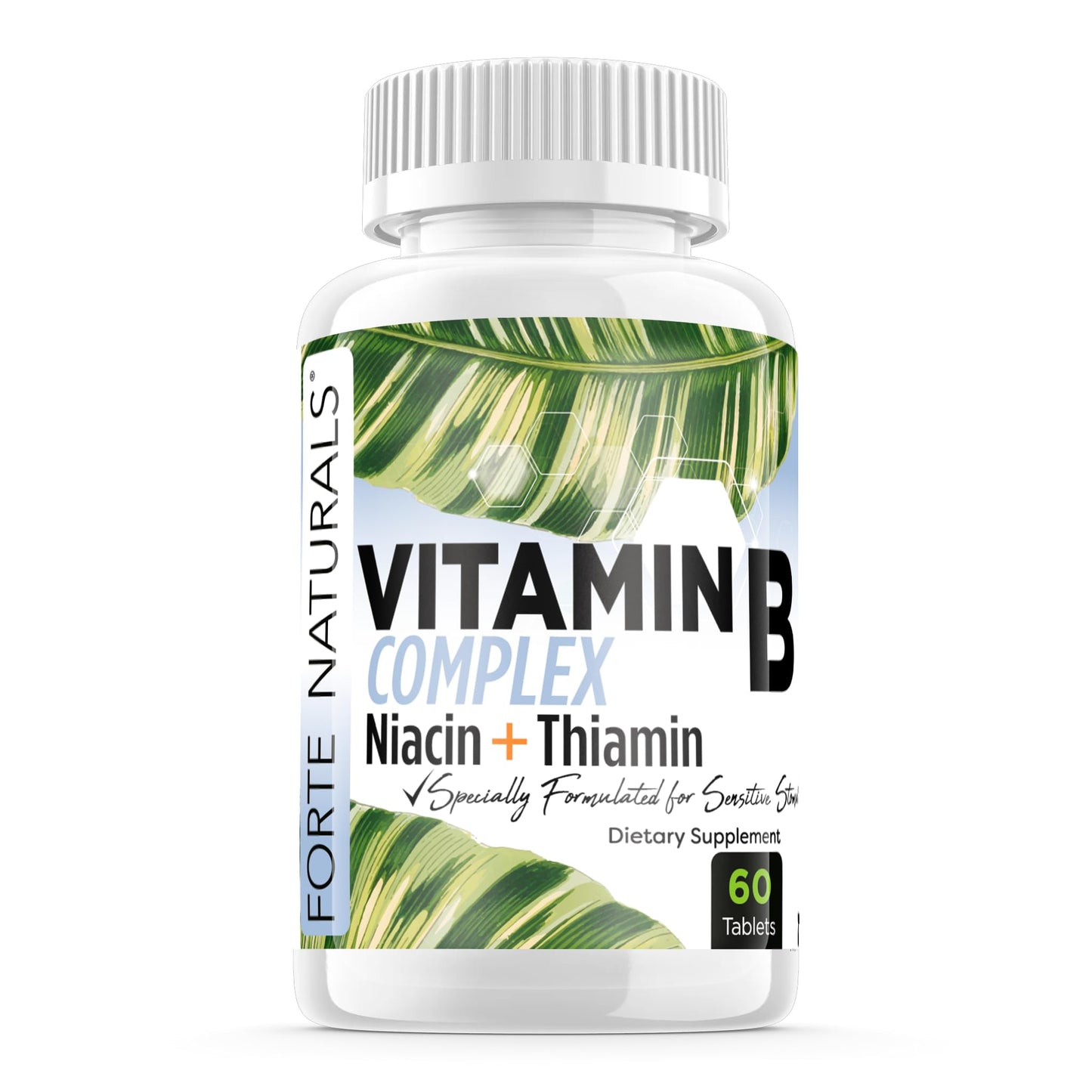 FORTE NATURALS Biotin Vitamin B Complex with B12, Energy & Mood Support, Folic Acid, Prenatal & Postnatal, Tablets, 60 Count