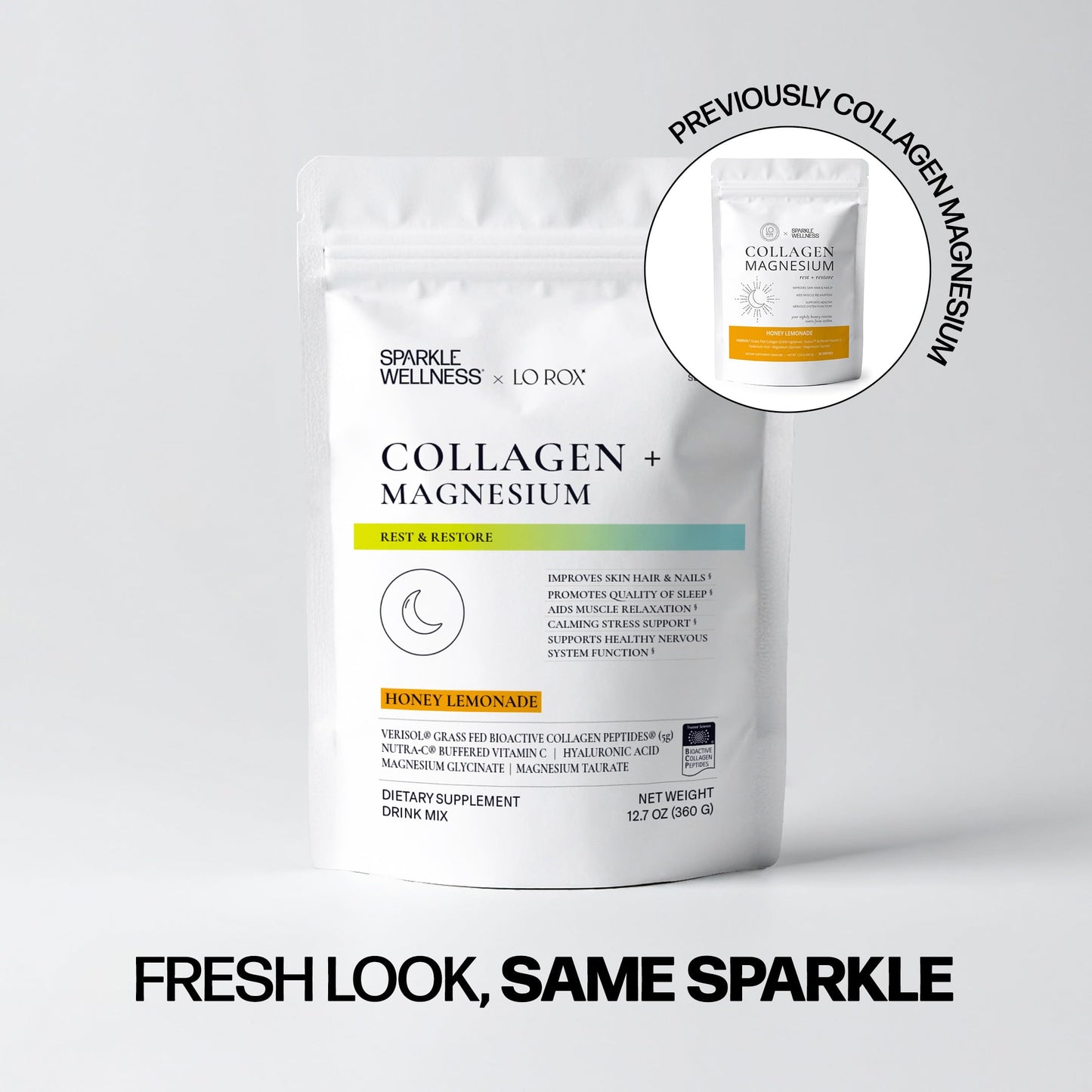 Sparkle Wellness VERISOL Collagen + Magnesium Taurate (Honey Lemonade) Powder 12.8