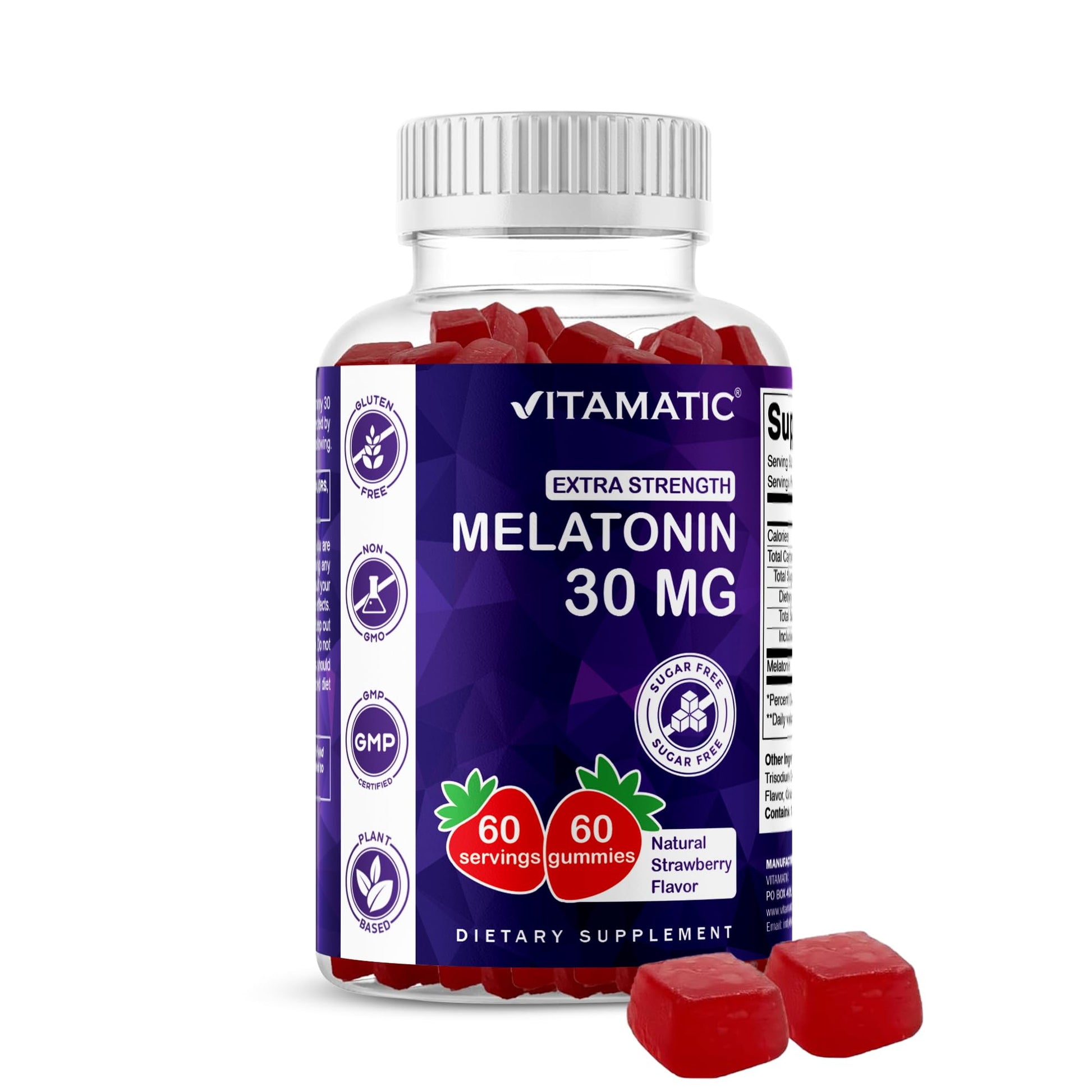 Vitamatic Extra Strength Melatonin 30 mg Gummy, 60 Count