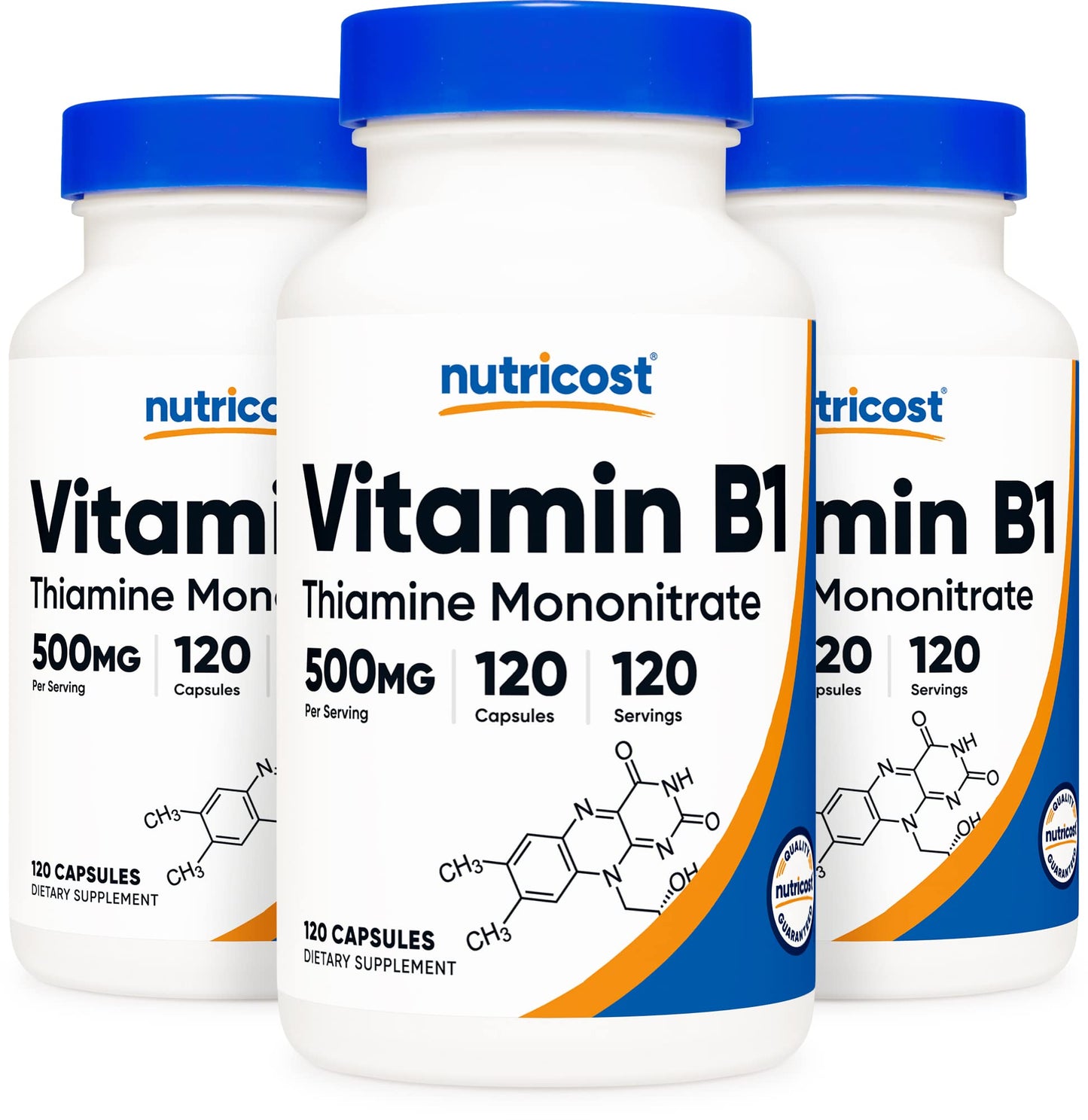 Nutricost Vitamin B1 (Thiamin) 500mg Capsules, 3 Bottles