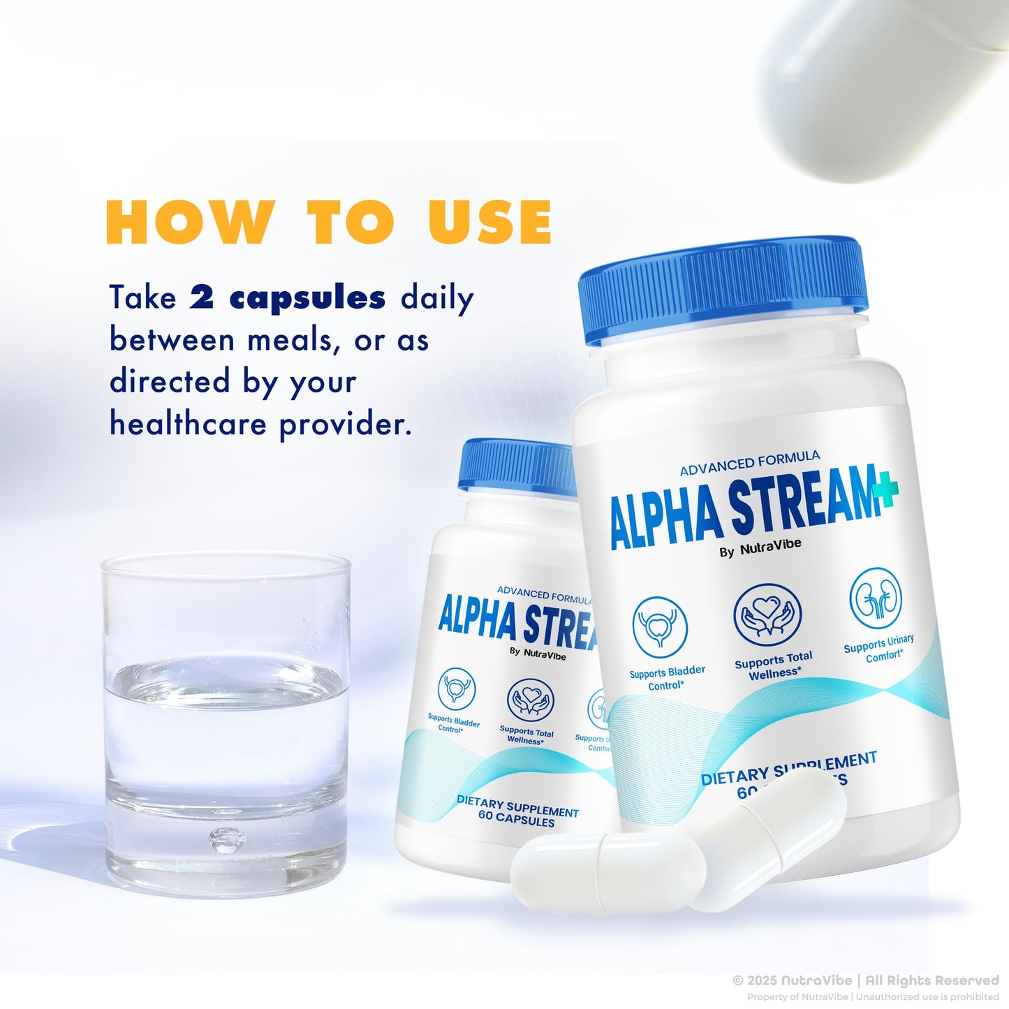 NutraVibe Natural AlphaStream Plus Prostate Support Formula, 180 Capsules