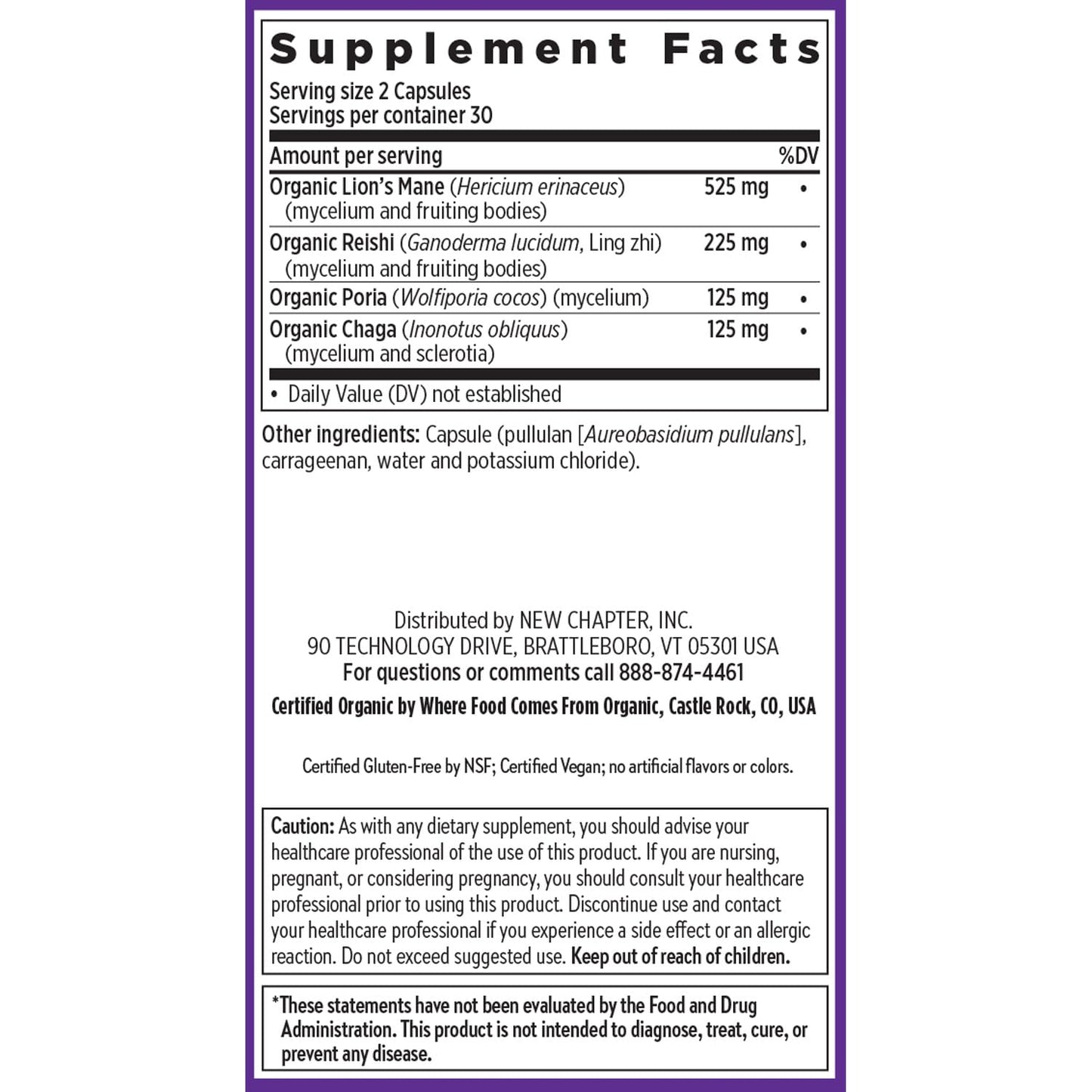 New Chapter LifeShield Mind Force Mushroom Supplement Capsules, 60 Count