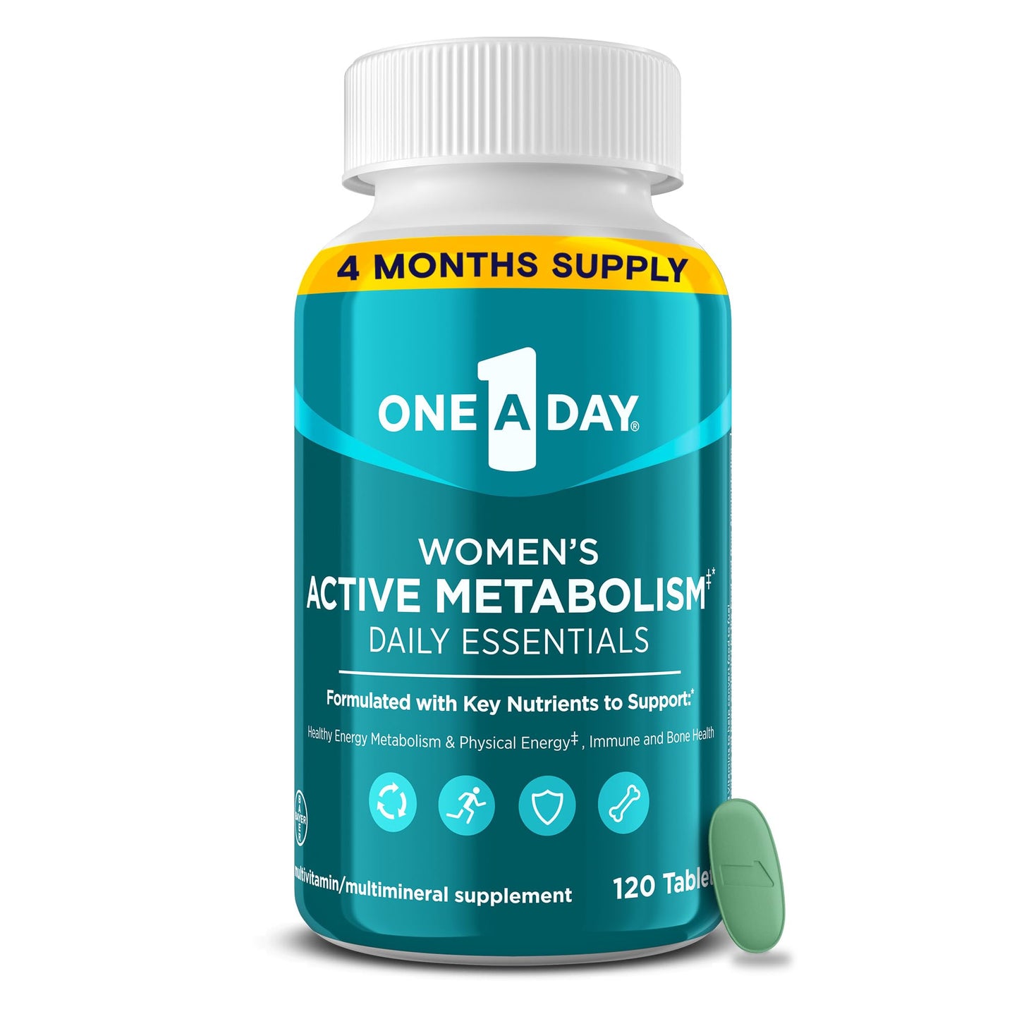 ONE A DAY Women's Active Metabolism Daily Essential Multivitamin Tablets, 120 Count