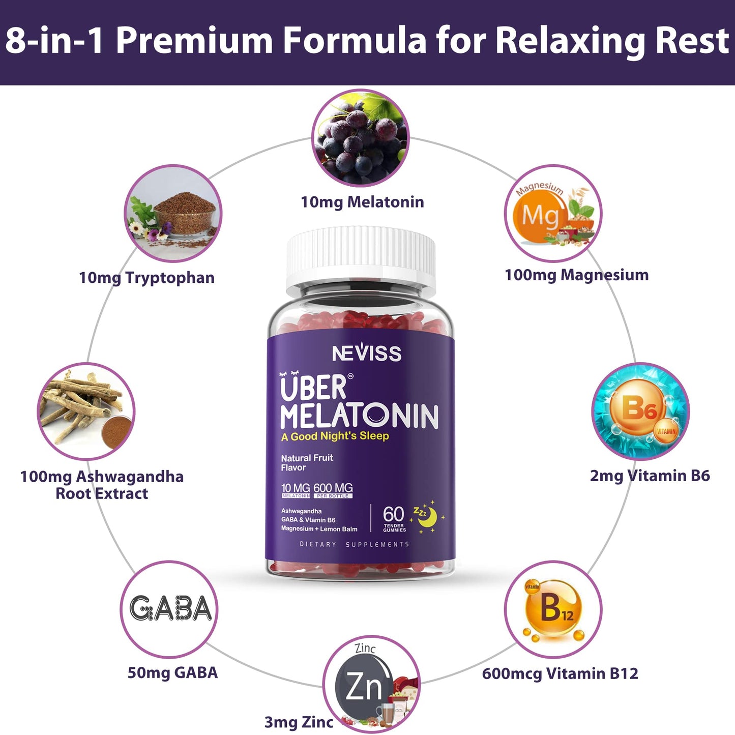 NEVISS Melatonin Gummy 60 Gummies