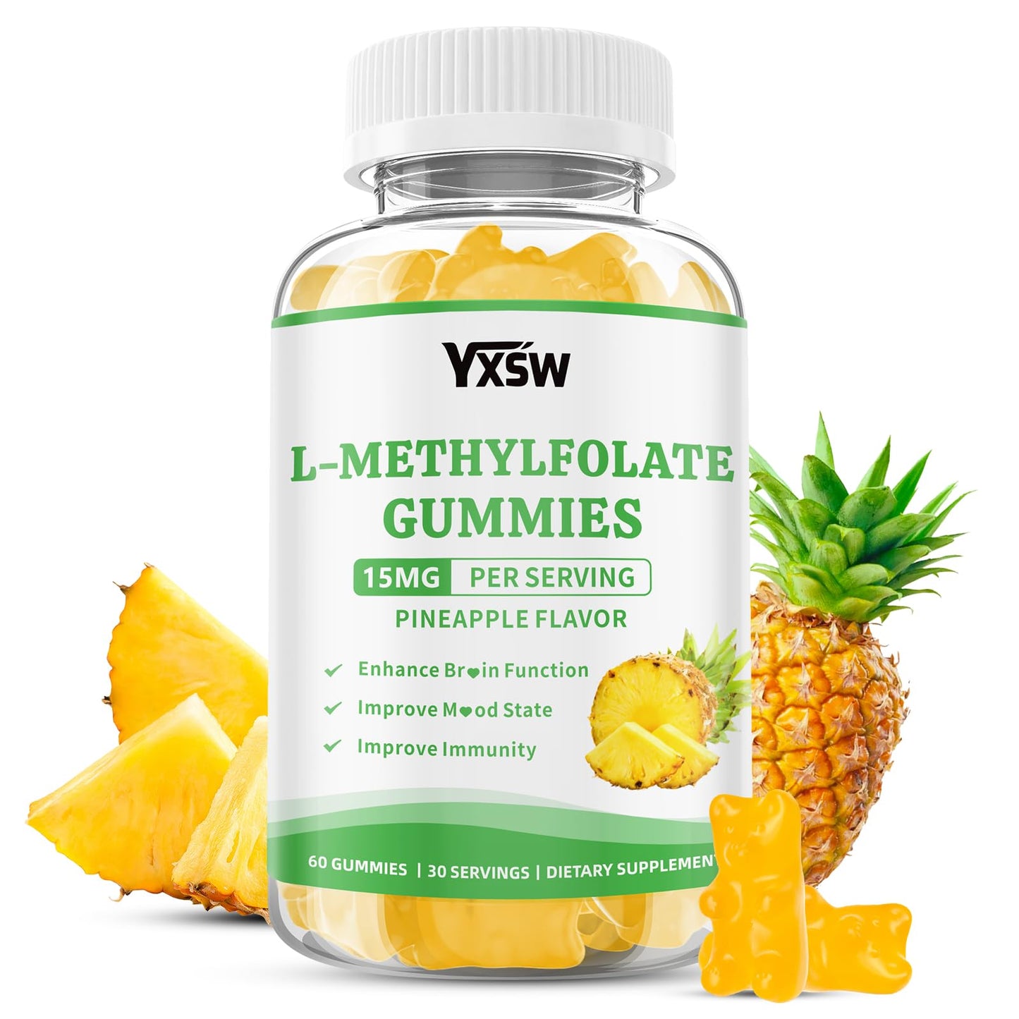 YXSW L-Methylfolate Gummies 15mg, 60 Count