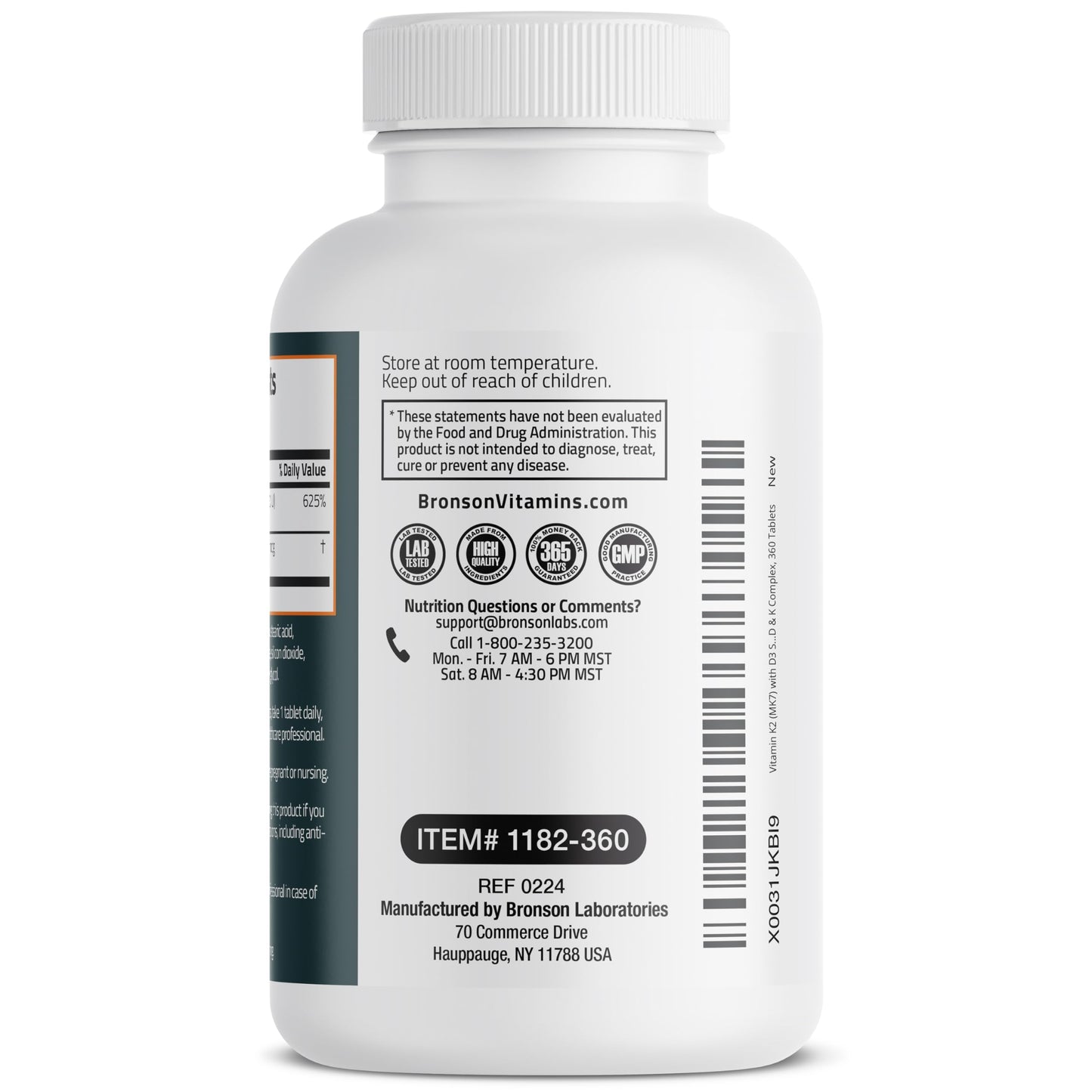 Bronson Vitamin K2 D3 (MK7) Supplement 360 Tablets