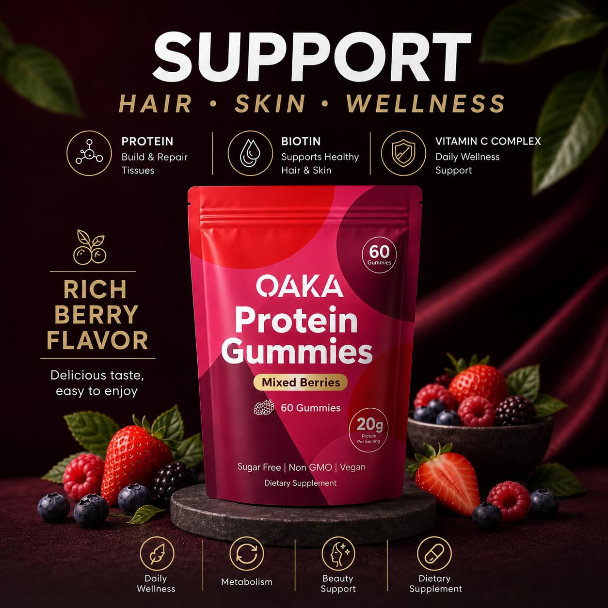 Nitidissima OAKA Protein Gummies 60 Gummies