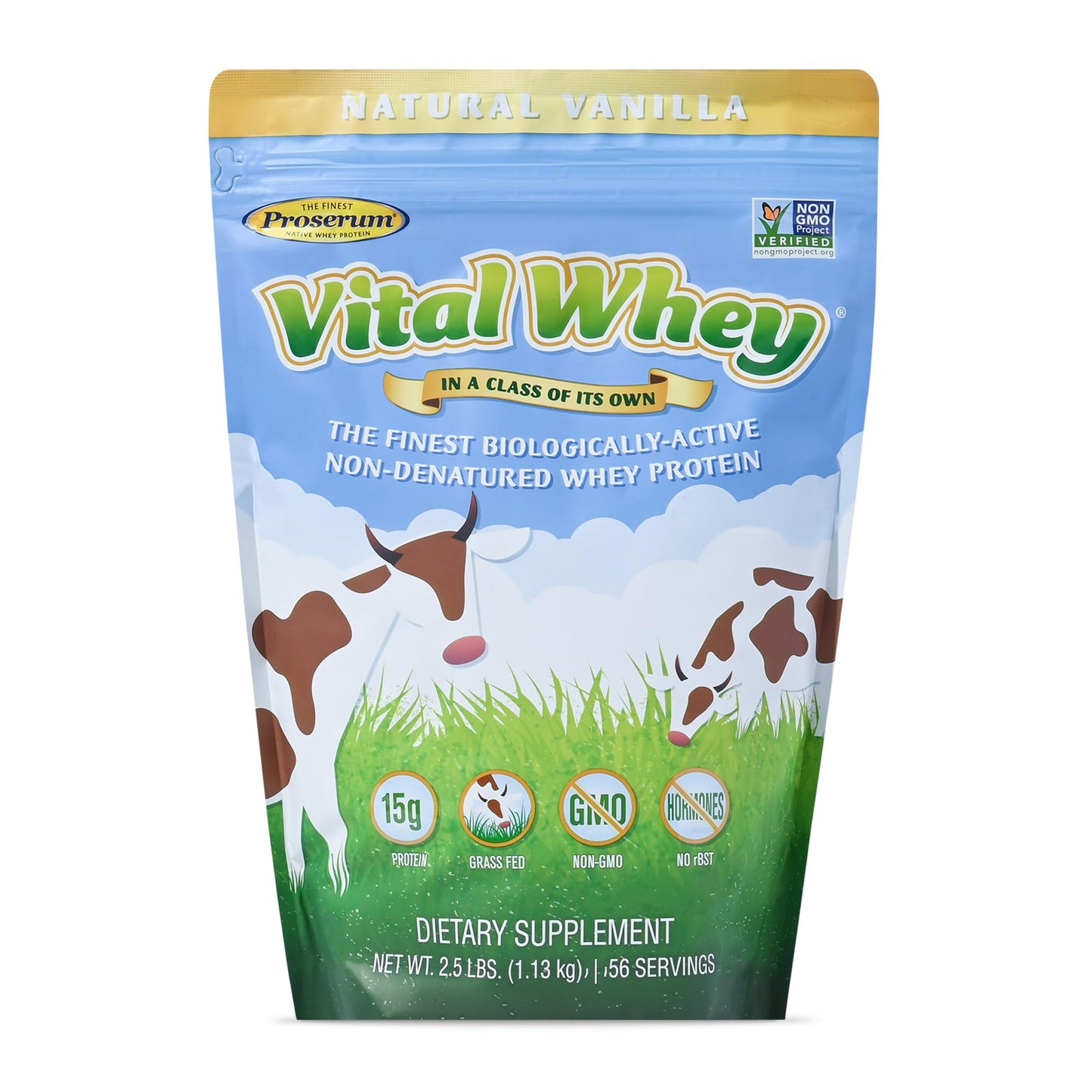 Well Wisdom Proteins Vanilla Grass-Fed Whey Protein Powder, 40 Servings