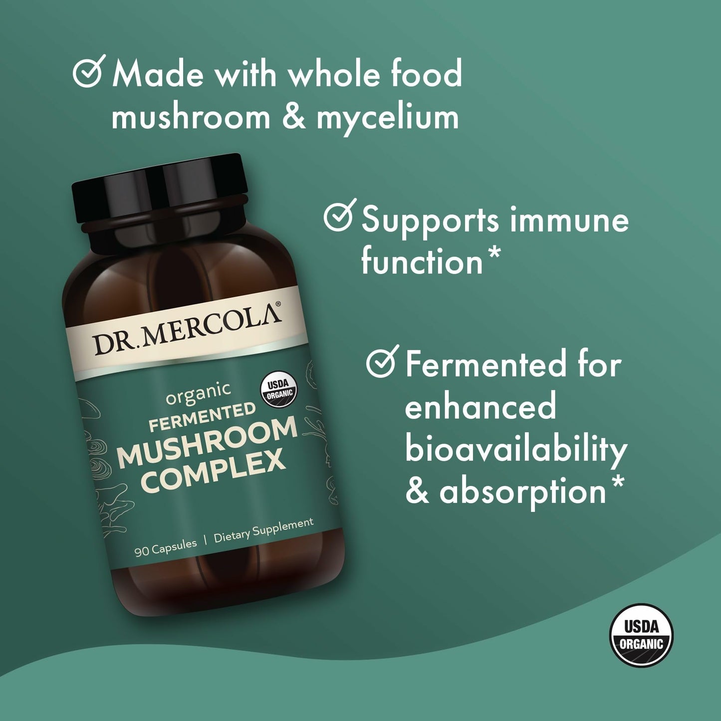 Dr. Mercola Organic Fermented Mushroom Complex 90 Capsules