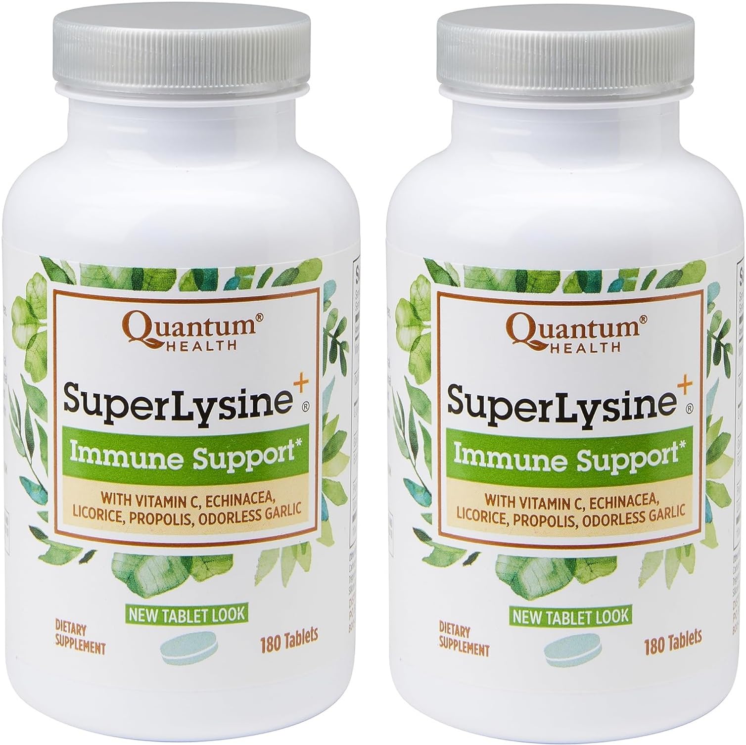 Quantum SuperLysine+ Advanced Formula Immune Support Supplement Lysine 1500 mg, Vitamin C Echinacea Licorice Bee Propolis & Odorless Garlic, 360 Tablets