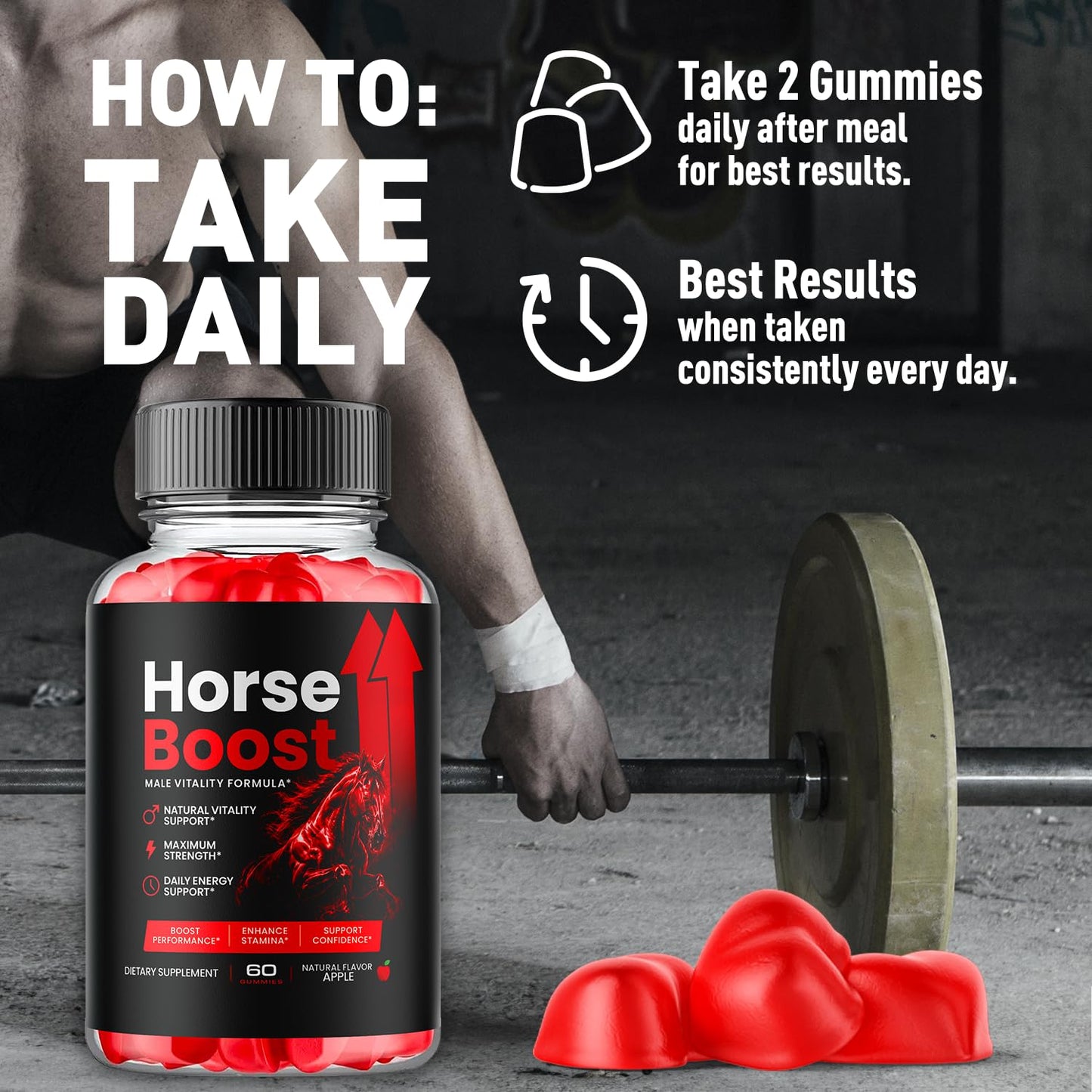 Flex University Horse Boost Gummies for Men Chewable, 180 Count