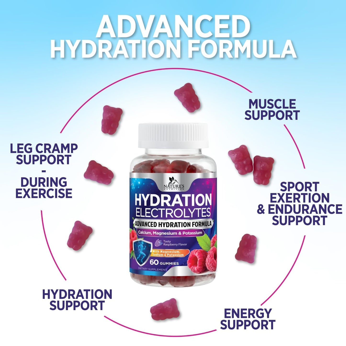 Nature's Nutrition Hydration Electrolyte Gummies 60 Count