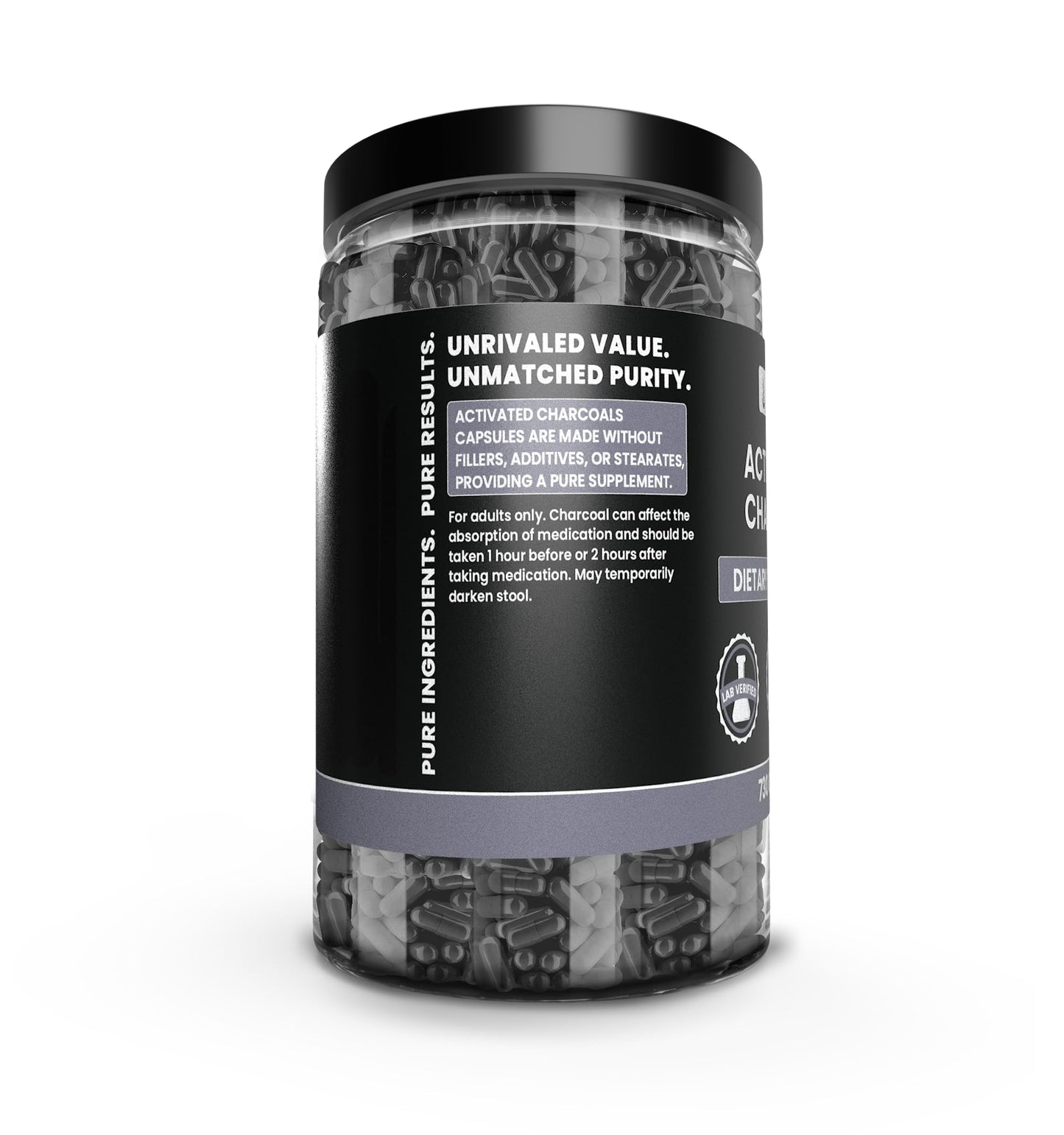 Pure Organic Ingredients Activated Charcoal Capsules 730