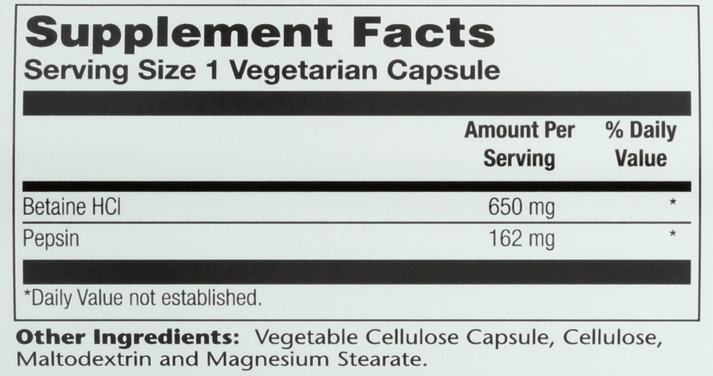 Solaray HCl Pepsin High Potency 650 mg Capsules, 100 Count
