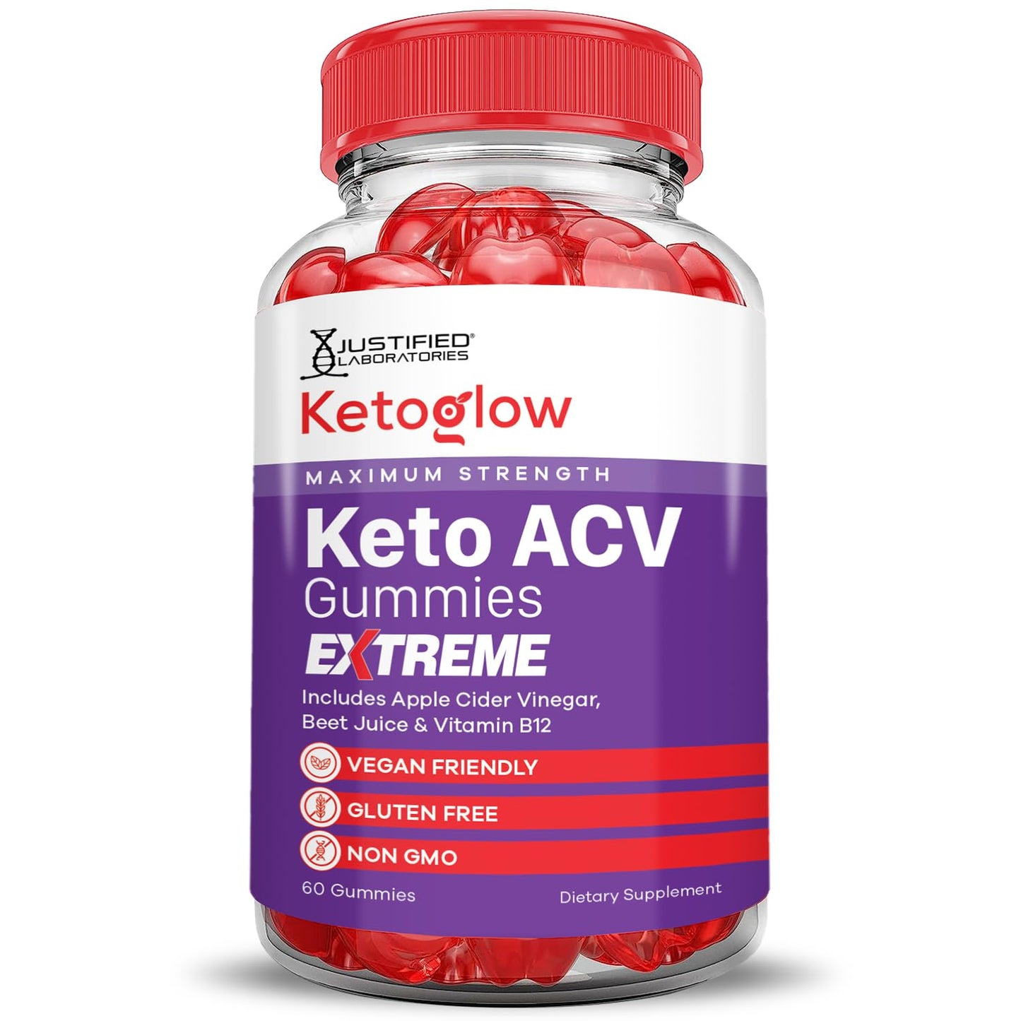 Justified Laboratories Keto Glow Keto ACV Gummies Extreme 2000MG Gummy 60 Count