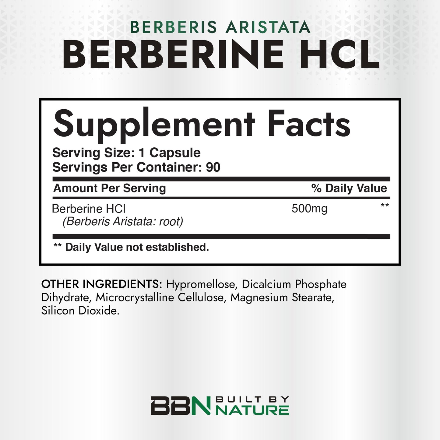 Built by Nature Berberine HCl 500mg Supplement Capsule, 90 Capsules