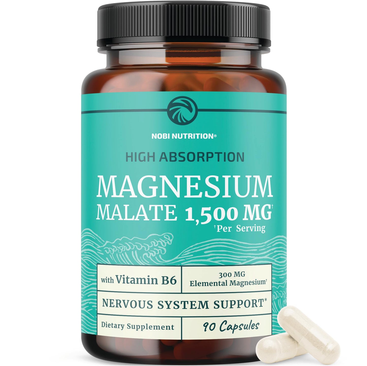 Nobi Nutrition Magnesium Malate 1500MG Capsules, 90 Count