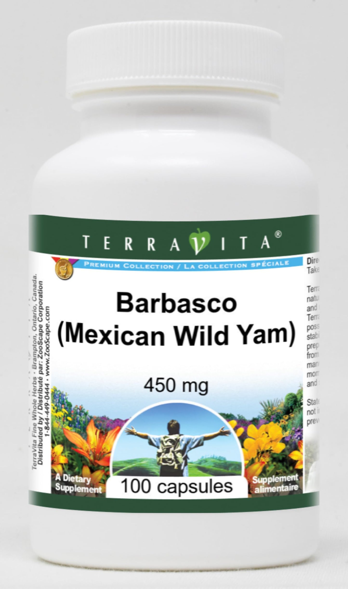 Terravita Barbasco (Mexican Wild Yam) 450 mg Capsules 100 Count